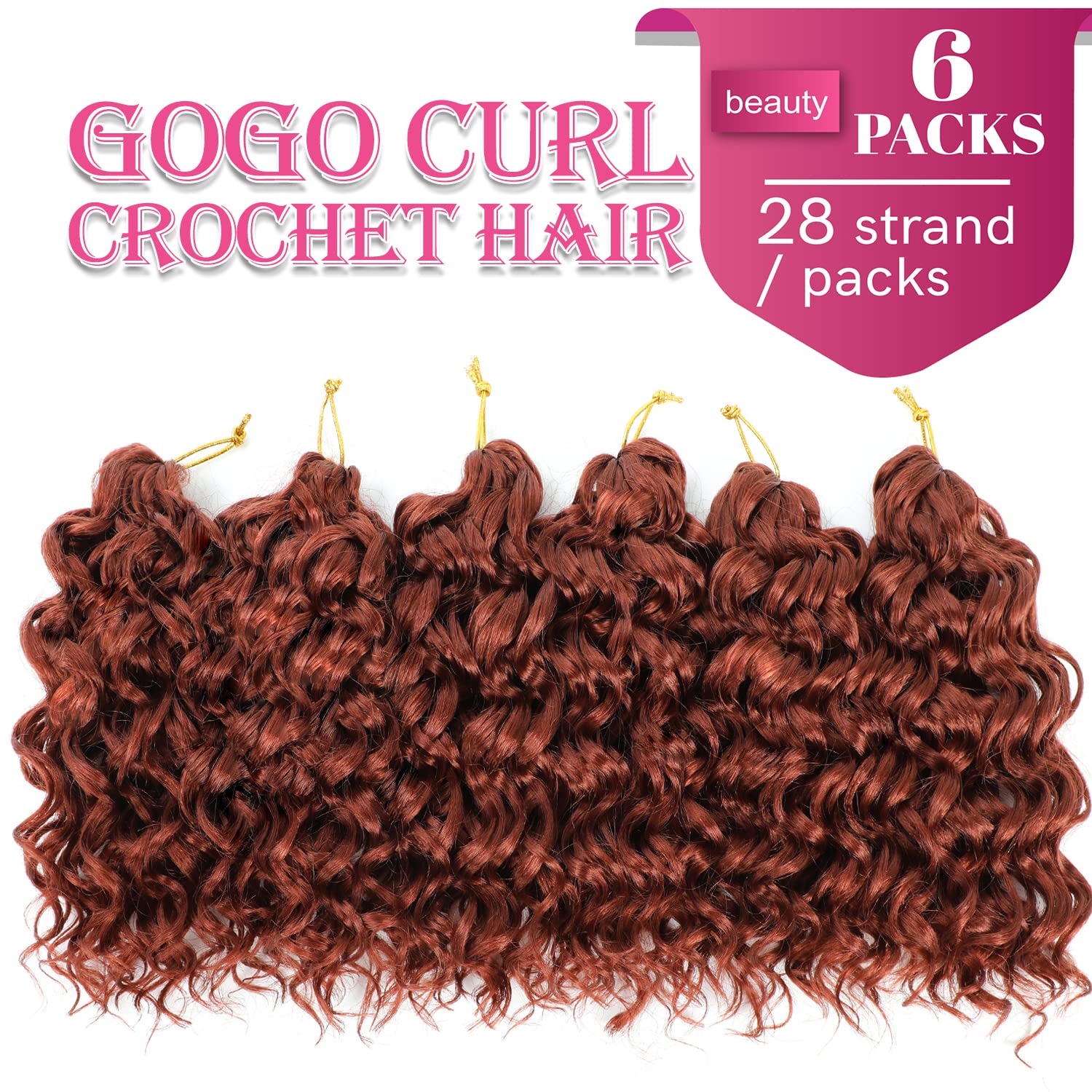 Gogo Curl Crochet Hair 8 Inch 6 Packs Short Beach Curl Water Wave Curly Crochet Braids Hair , Deep Wave Synthetic Braiding Hair