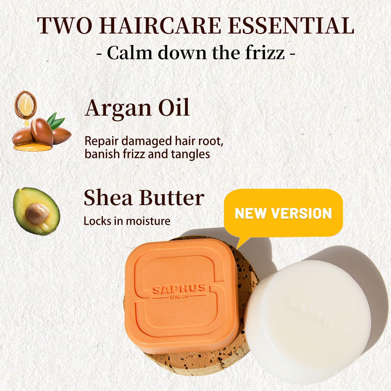 Saphus Bar Shampoo And Conditioner Bar Set For Dry & Curly Hair, Argan Oil Solid Shampoo Bar And Conditioner Bar Soap For Streng