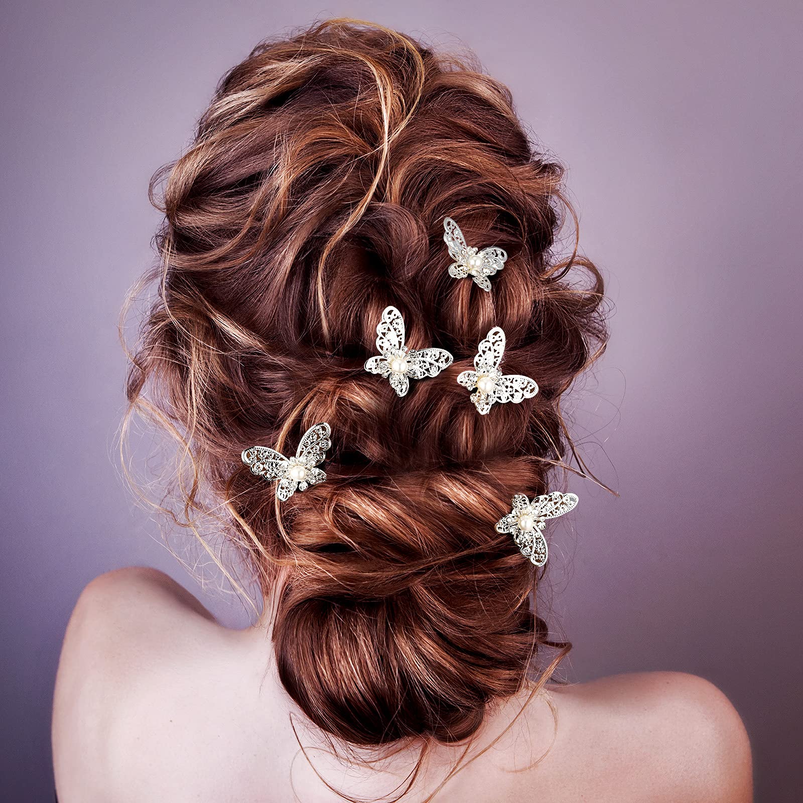 12 Pieces Butterfly Hair Pin Butterfly Hair Clips Crystal Pearl Hair Clips Bridal Wedding Hair Pins Bride Headwear Hair Accessor