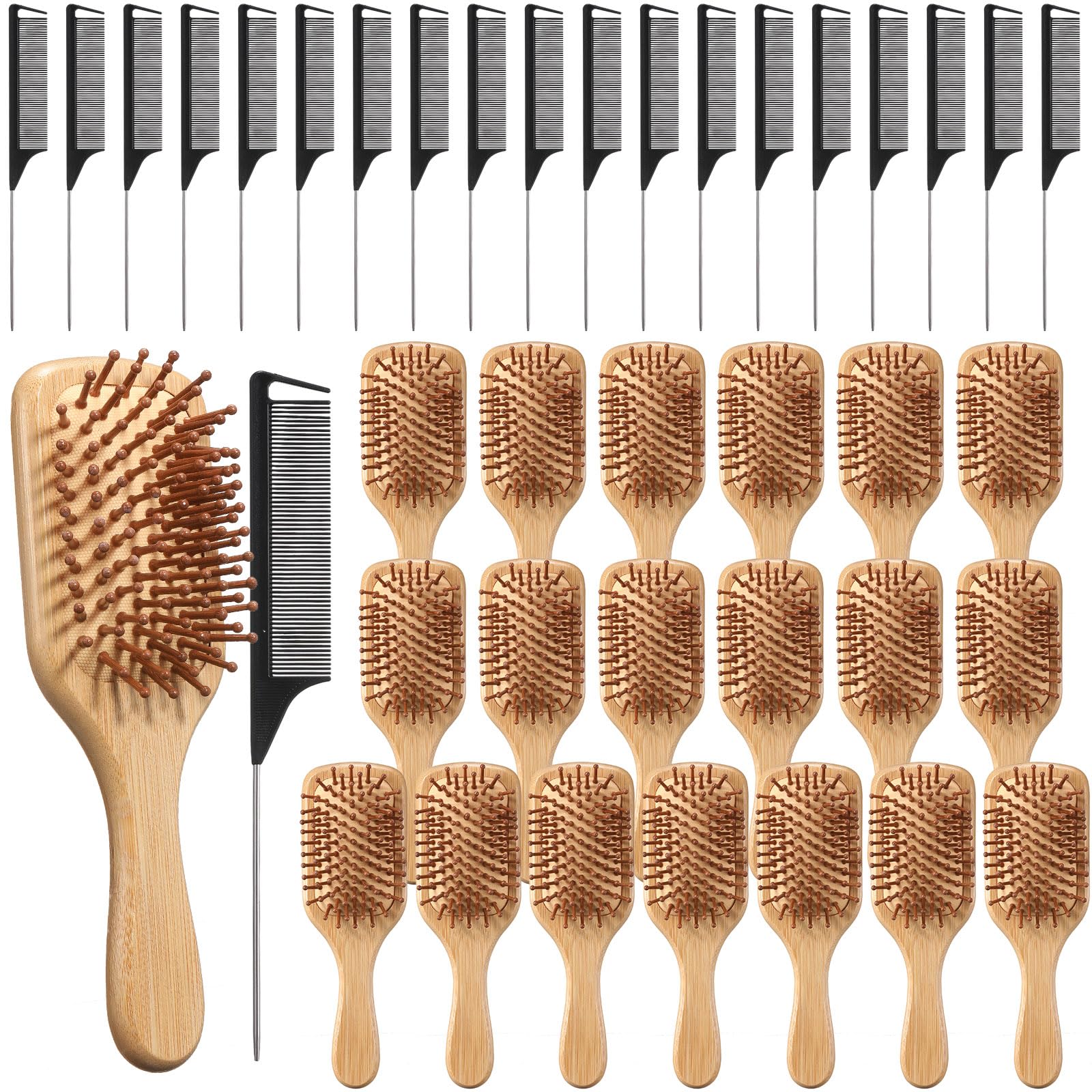 Meanplan 100 Pcs Bamboo Hair Brushes for Women Wood Hair Brush Bulk, Square
