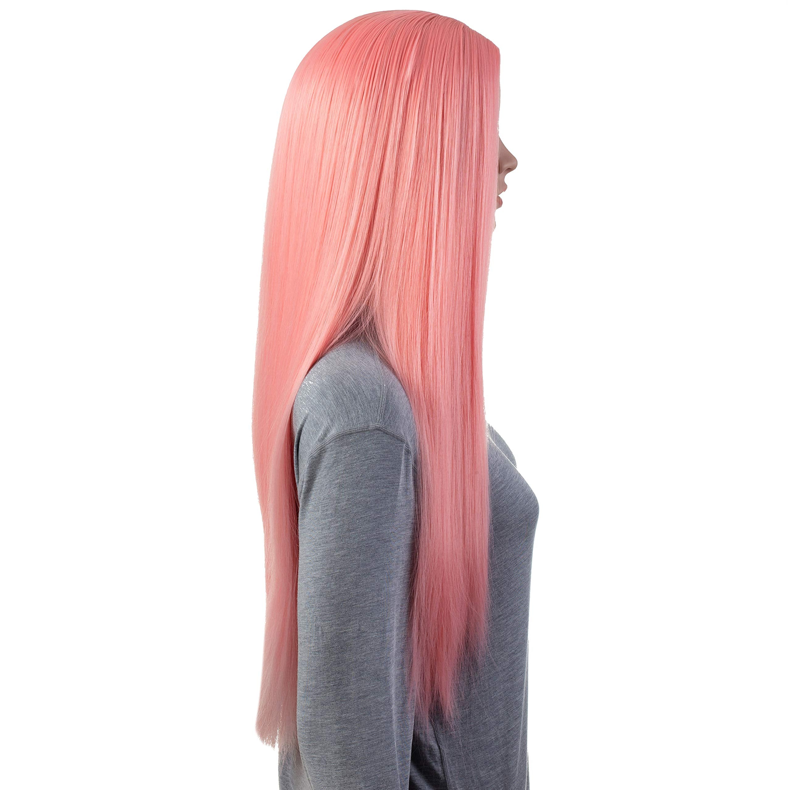 Onedor 30 Inches Long Straight Pink Synthetic Hair Women Full Head Cosplay Wig with Wig Cap (T1632 - Pink)