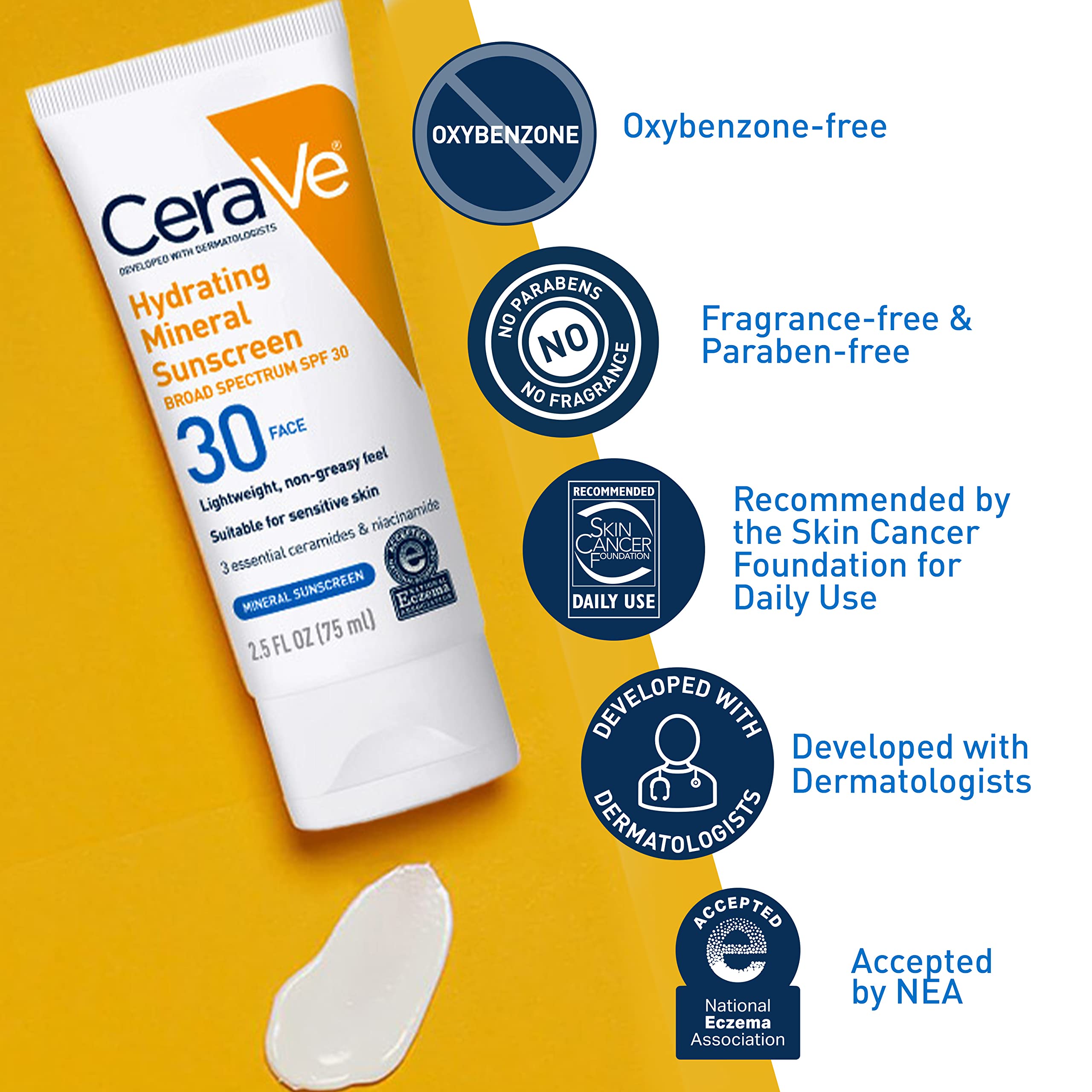 Cerave 100% Mineral Sunscreen Spf 30 | Face Sunscreen With Zinc Oxide & Titanium Dioxide | Hyaluronic Acid + Niacinamide + Ceram