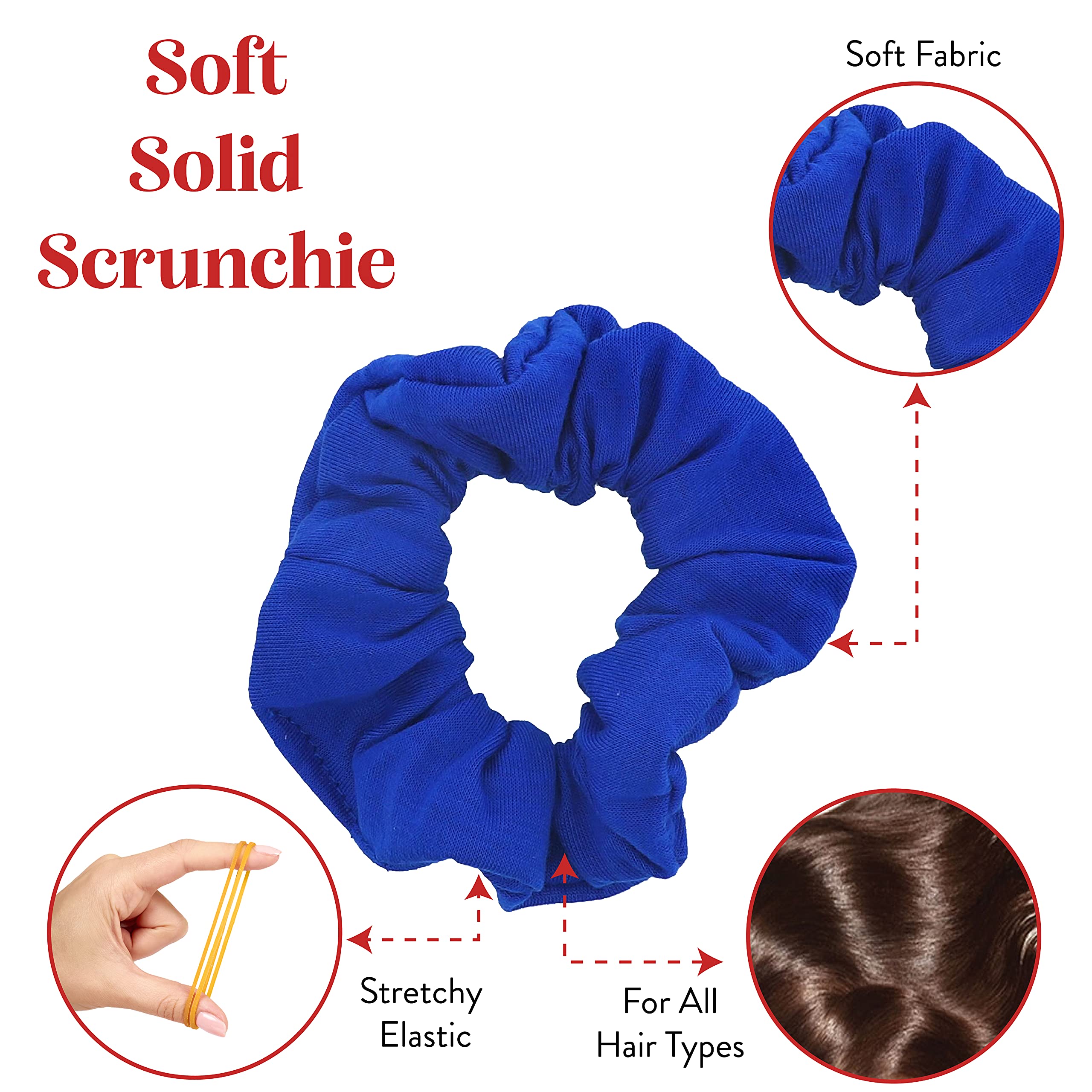 12 Pack Solid Hair Ties Scrunchies (Royal)