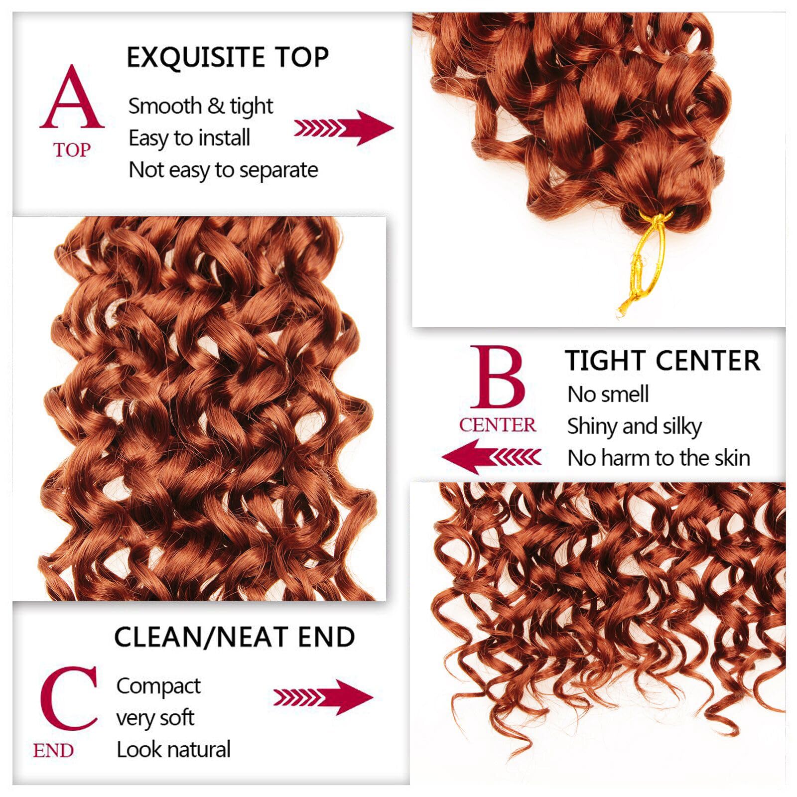 Gogo Curl Crochet Hair 24Inch Water Wave Crochet Hair Ombre Synthetic Bohemian Crochet Braid Deep Wave Braiding Hair Extensions