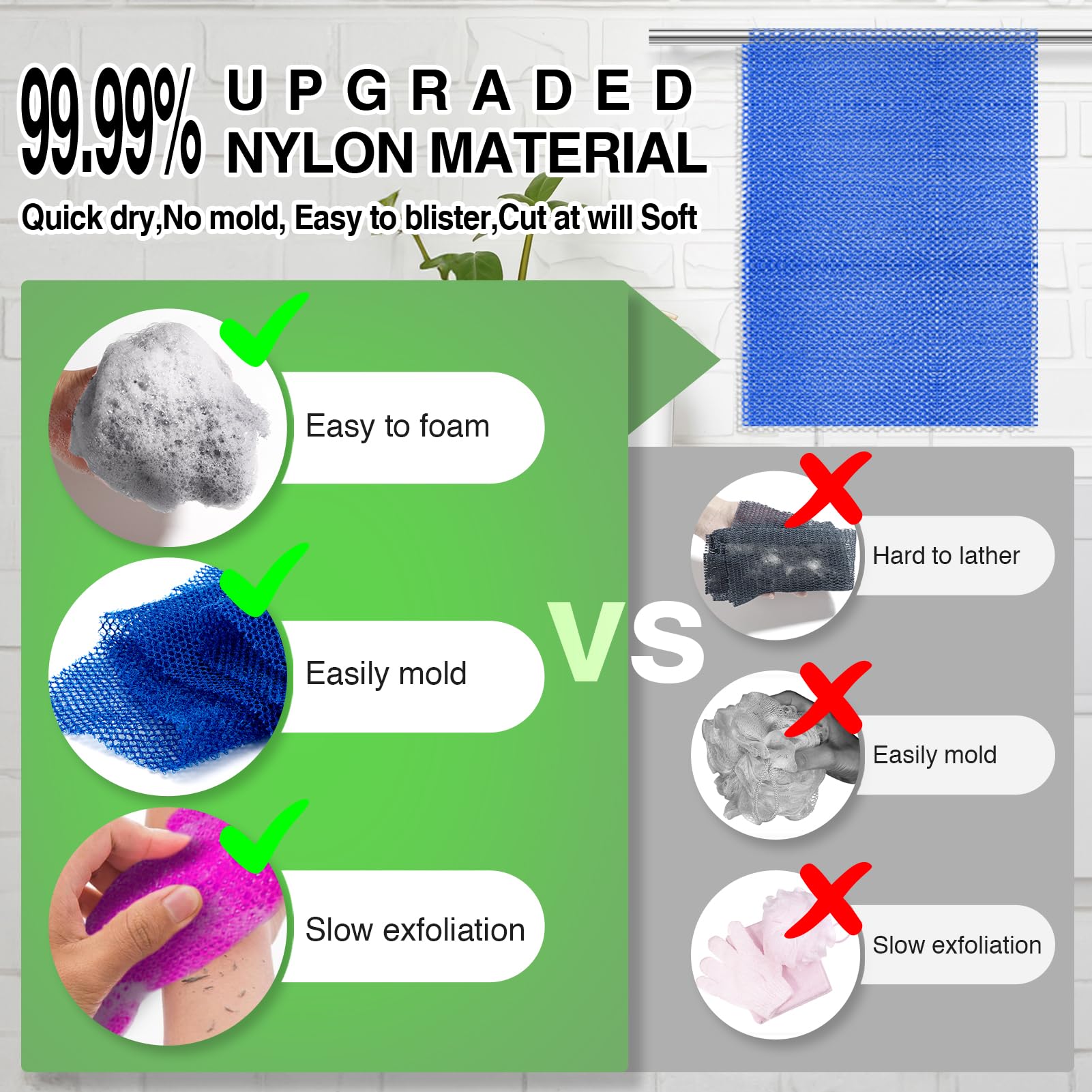 African Net Sponge For Deep Exfoliation - 4 Pieces African Net Sponge Authentic, Exfoliating Washcloth, Long-Lasting African Exf