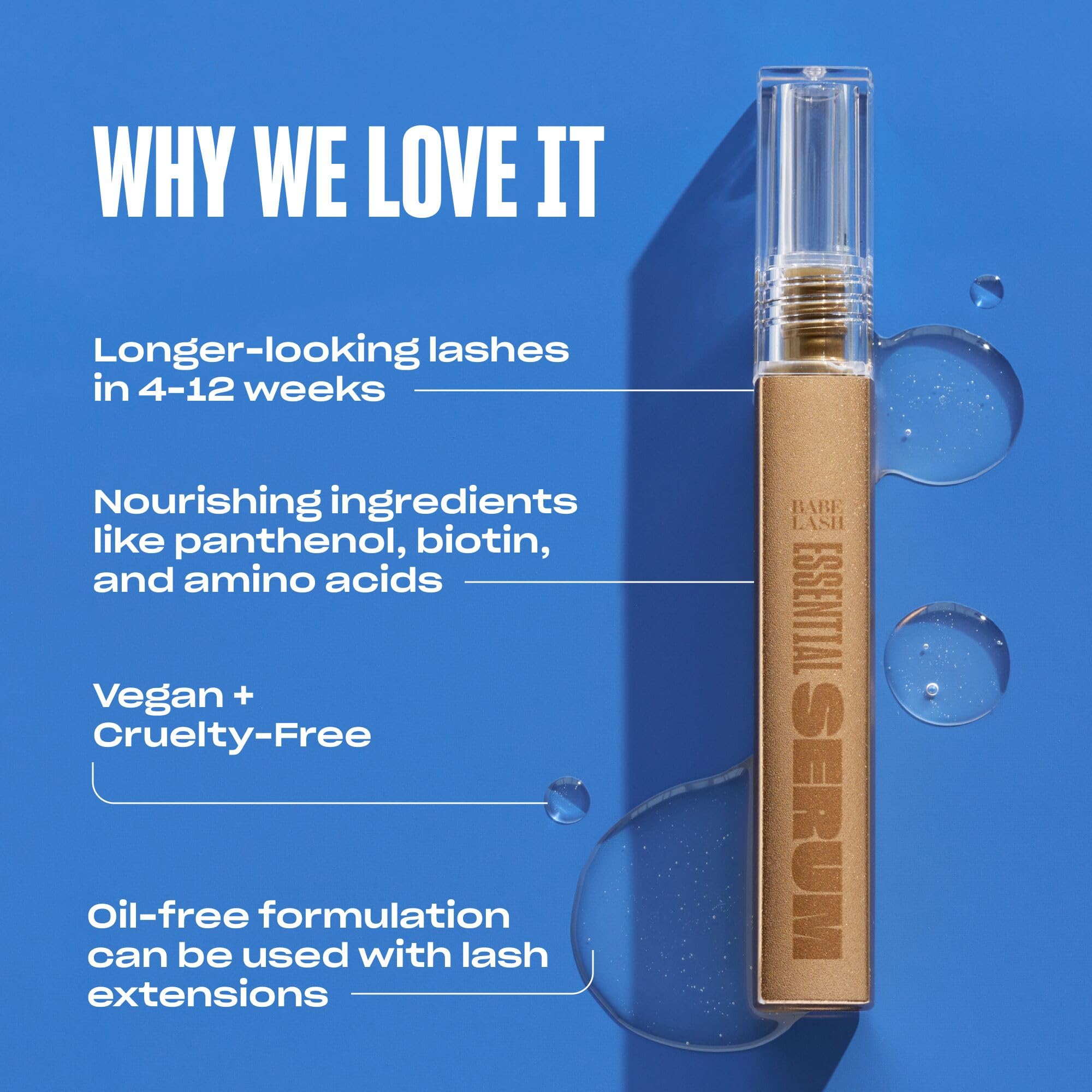 Babe Lash Essential Lash Serum - Fuller & Longer Looking Eyelashes, Lash Enhancing Serum, For Natural Lashes And Lash Extensions