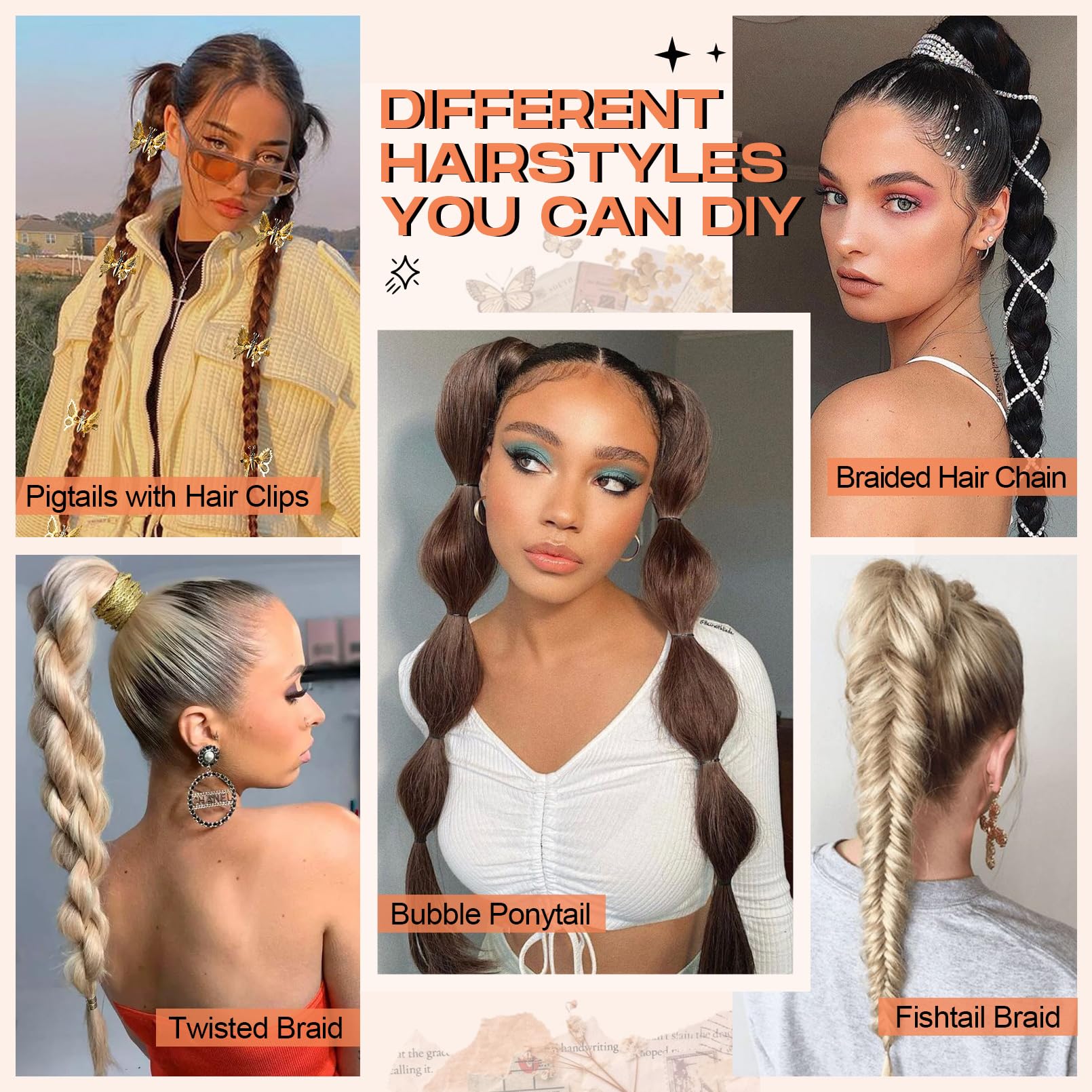 Seikea Braid Ponytail Extension With Glitter Hair Tinsel, 2Pcs 26'' Long Straight Diy Braid Hair Extension With Hair Tie, Wrap A