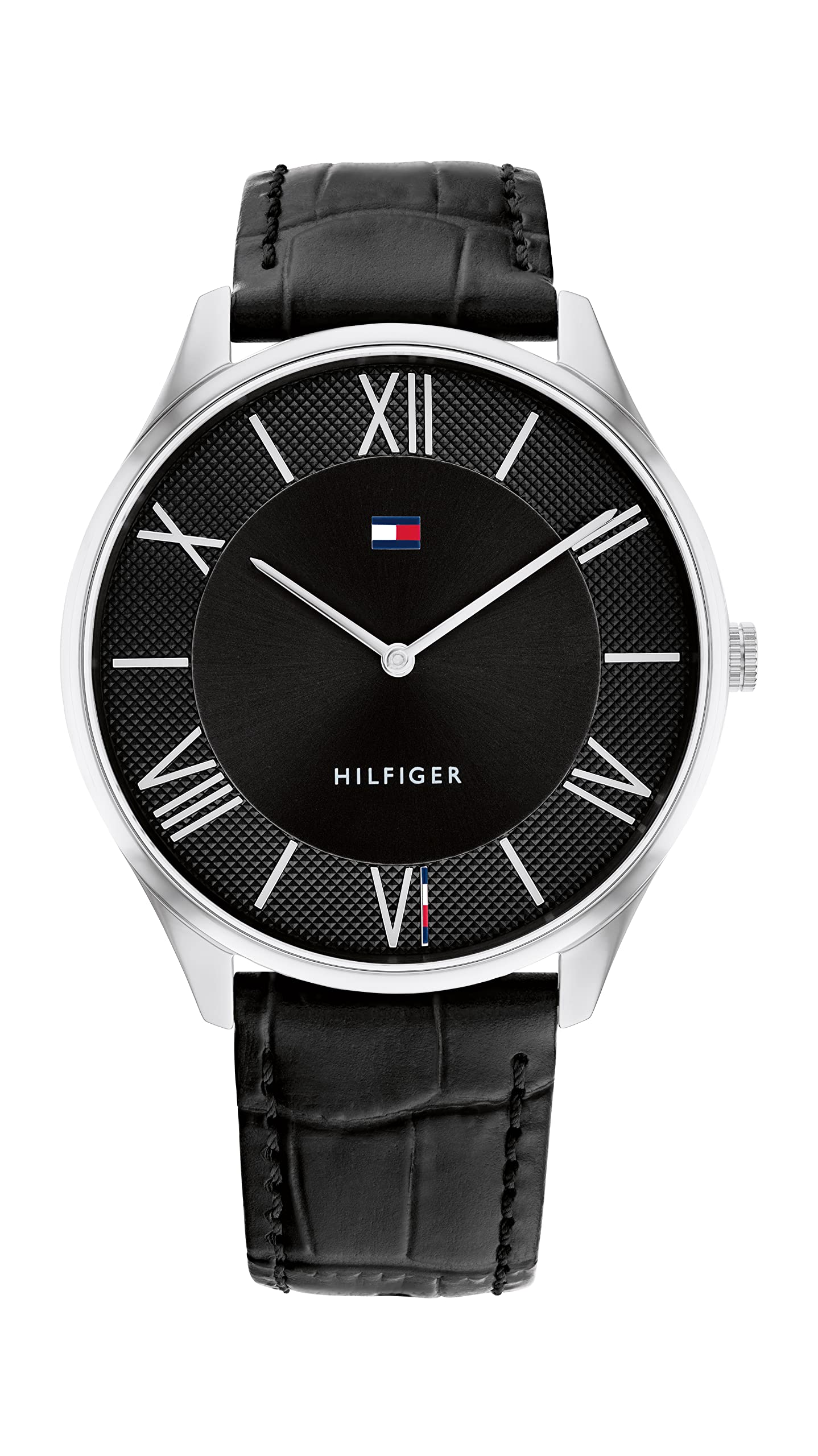 Tommy Hilfiger Becker Quartz Basic Slim Black Dial Black Leather Strap Analog Watch For Men