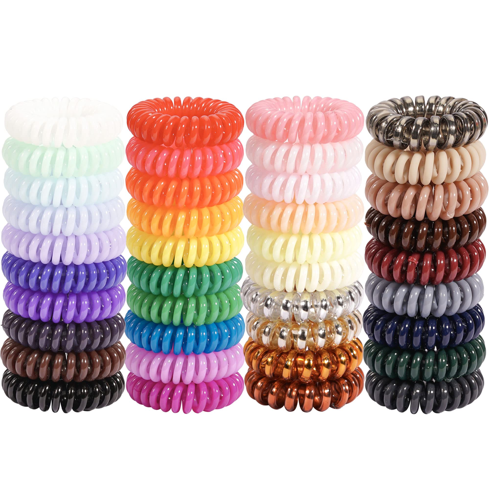 Joyoyo Spiral Hair Ties, 40 Pack Elastic Phone Cord Ponytail Holders Hair Coils, Waterproof Hair Accessories For Women, Girls, K