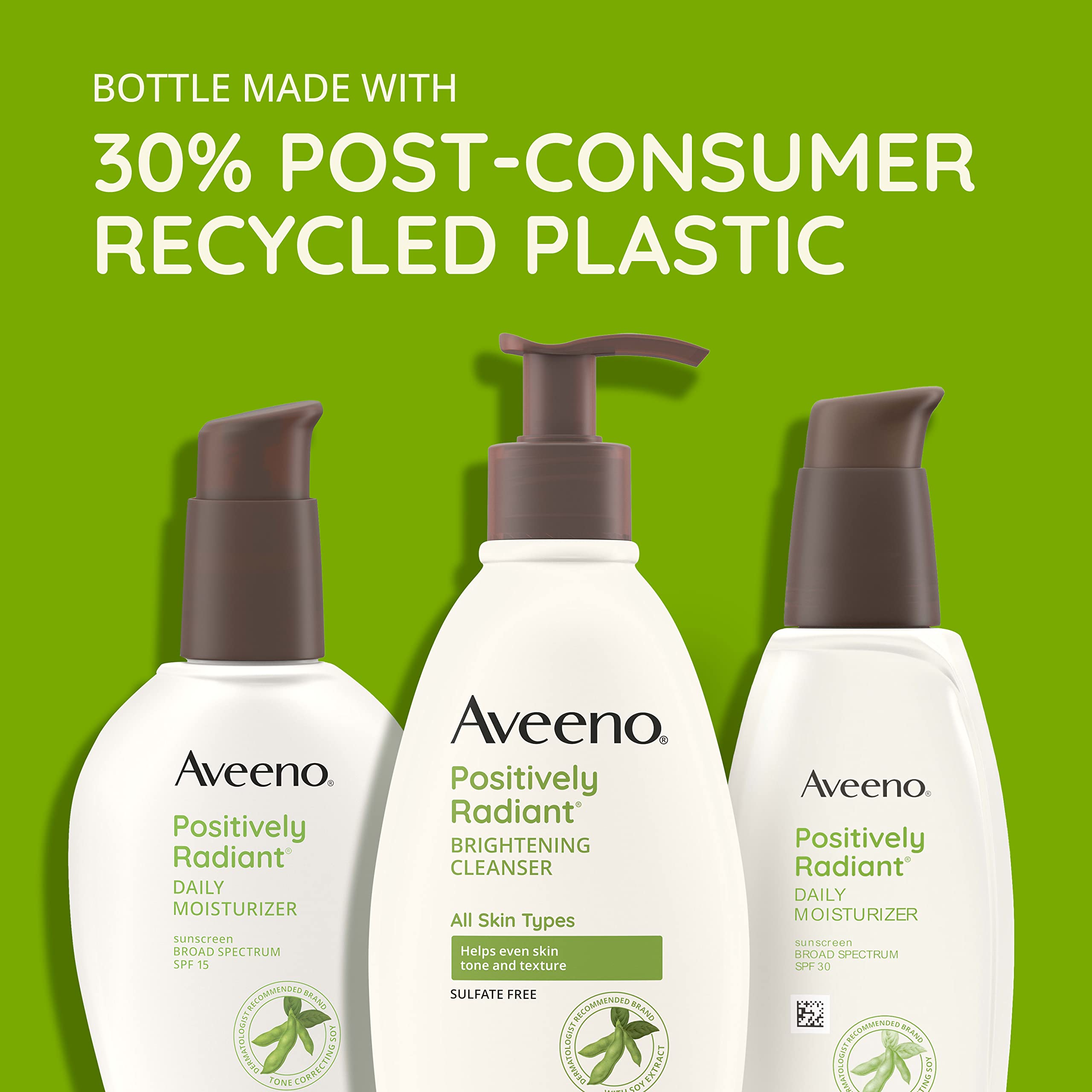 Aveeno Positively Radiant Daily Face Moisturizer With Spf 15 Sunscreen, Hydrating Facial Moisturizer With Soy Extract To Improve