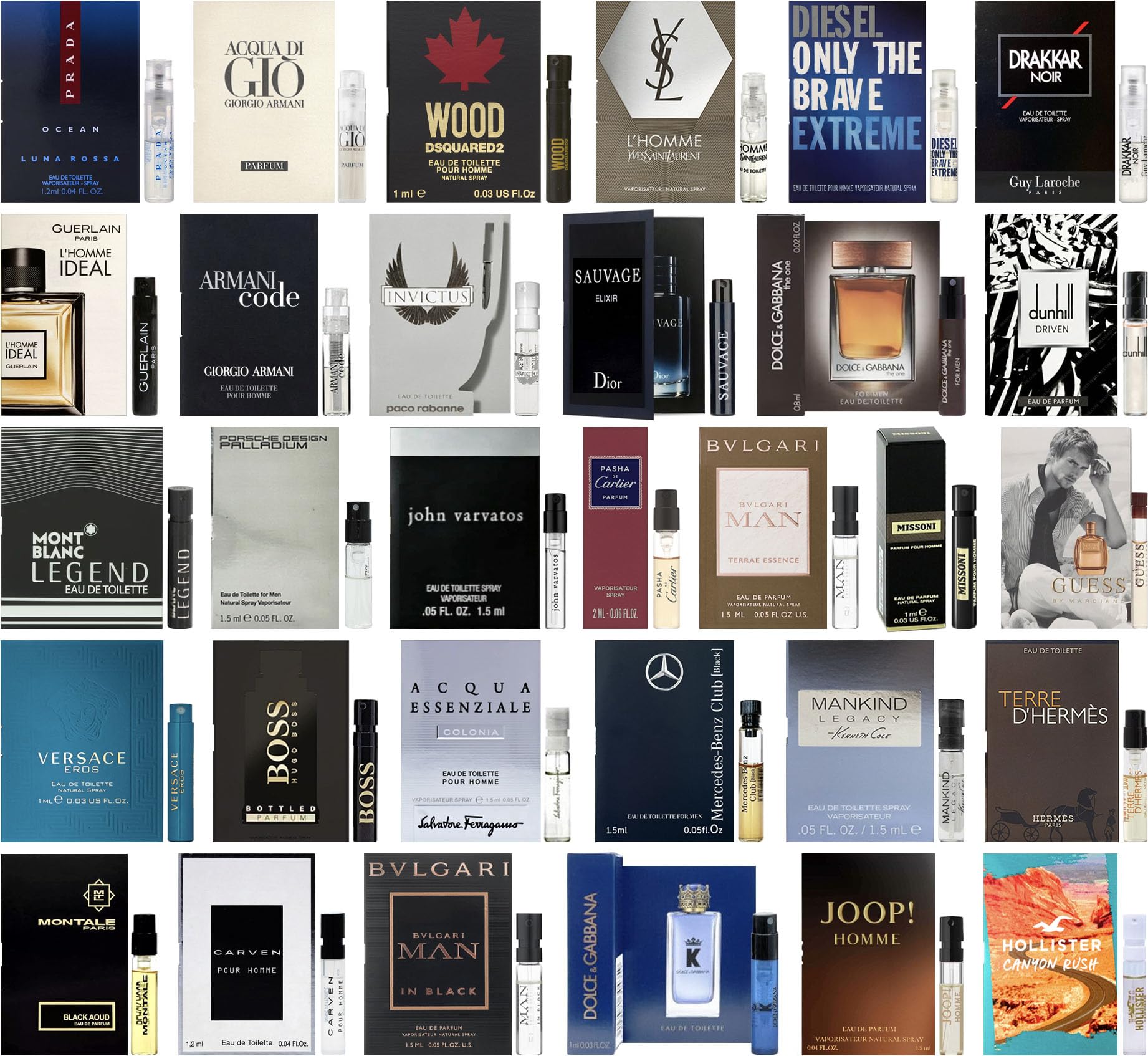 JRoBeauty High End Random Selection Designer Fragrance Cologne Sampler Set for Men - (Pack of 8 Sample Vials)