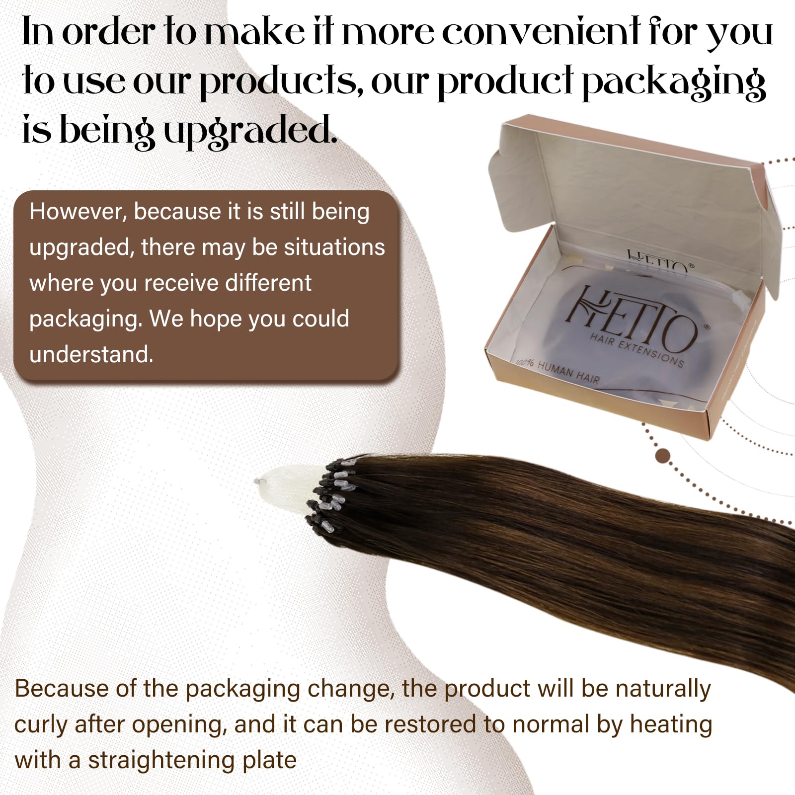 Hetto Microlink Hair Extensions Real Human Hair Balayage Microbead Hair Extensions Human Hair Darkest Brown to Ash Brown 16 Inch