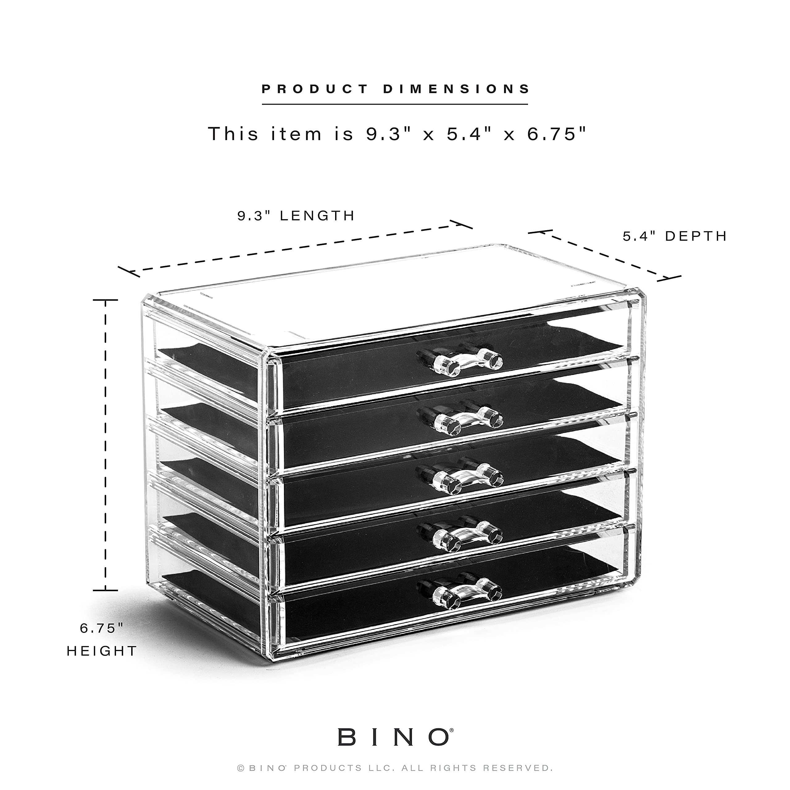BINO THE MANHATTAN SERIES Acrylic Makeup Drawer Organizer- 5 Drawers | Clear Beauty Organizers and Storage| Cosmetic & Makeup Dr