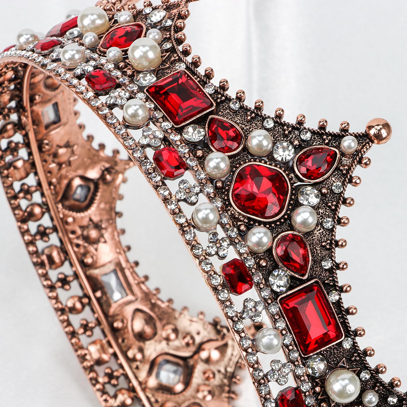 King Crown, Cieher King Crowns For Men Crystal Vintage Baroque Crown Prom King Crown Tiara Evil Crown Luxury Rhinestone Red Crow