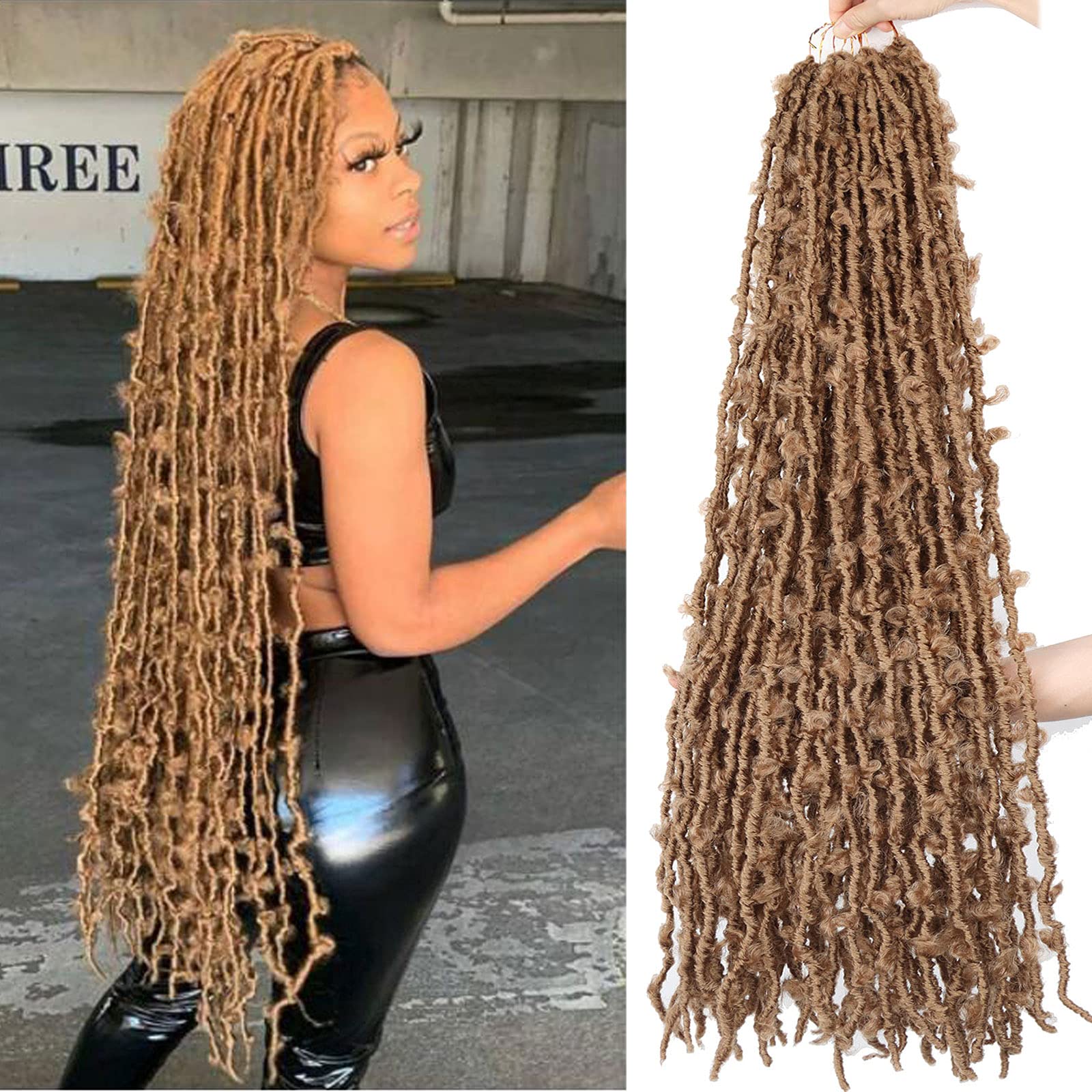 LMZIM 5 Packs 36 Inch Butterfly Crochet Hair for Black Women Faux Locs Pre looped Pre-twisted Braids (36 inch 5 pack, 27)