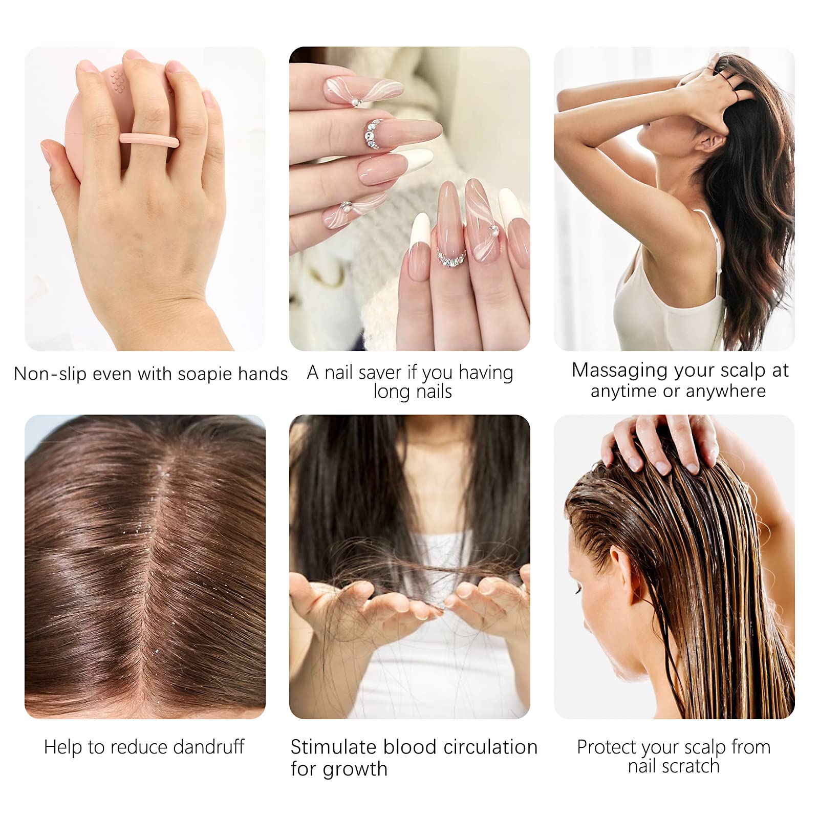 Btyms Solid Sillicone Scalp Massager Hair Scrubber Shampoo Brush Exfoliating Hair Wash Brush Cleansing Dandruff Brush For Shower