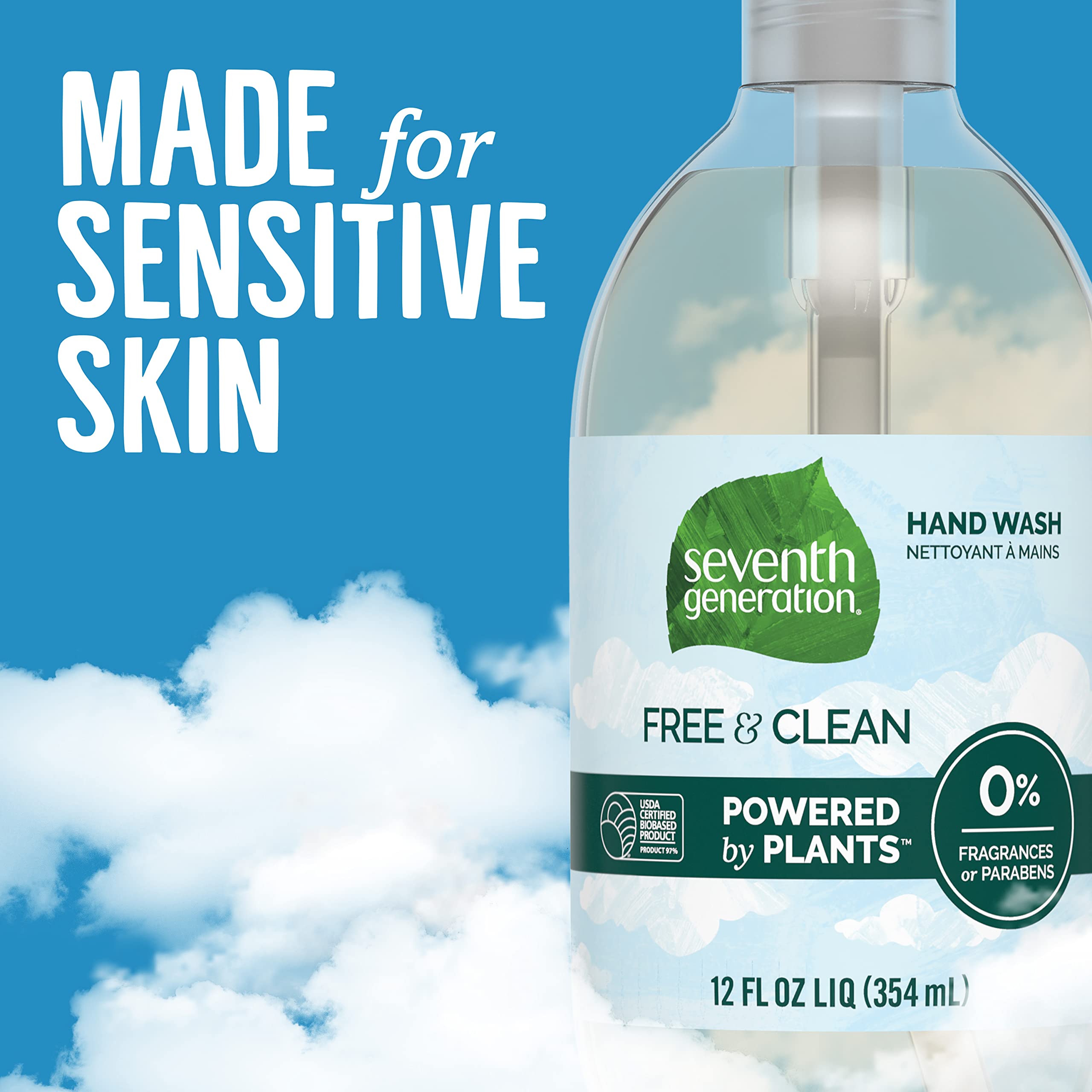 Seventh Generation Liquid Hand Soap Fragrance Free Free & Clean Unscented Hand Soap 12 Fl.Oz, Pack Of 8
