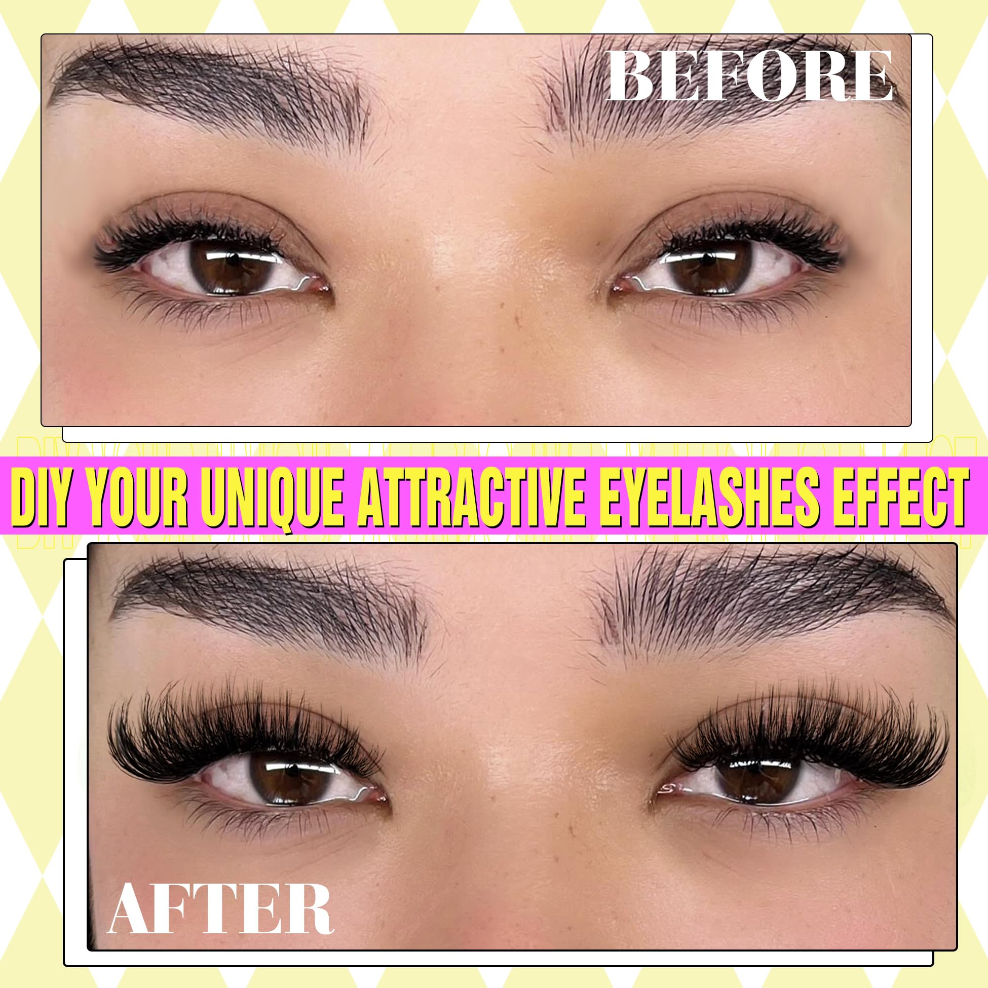 Alice Fluffy Volume Lash Clusters Kit Lash Extension Kit Thick 3D Wispy Diy Eyelash Extension Kit With 220Pcs Mink Look Individu