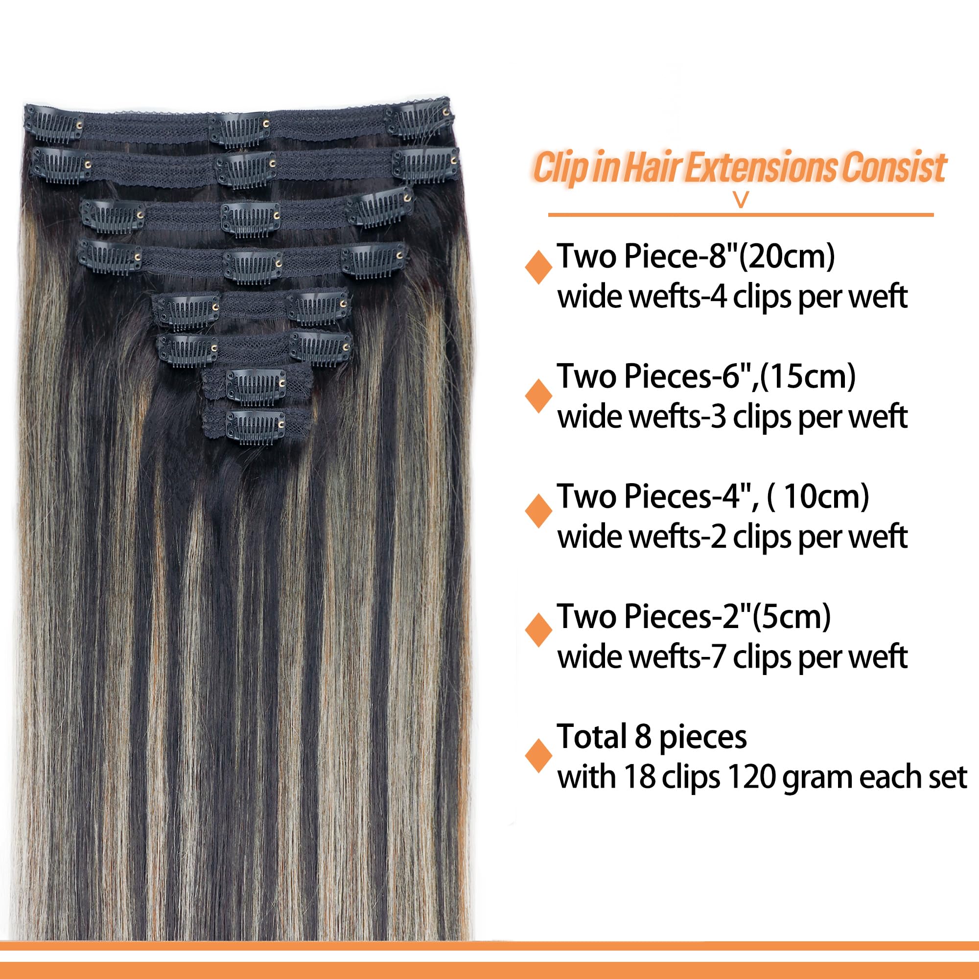 Fb27 Highlight Ombre Clip In Hair Extensions Real Human Hair Straight Clip In Black To Blonde Human Hair Extensions Balayage Cli