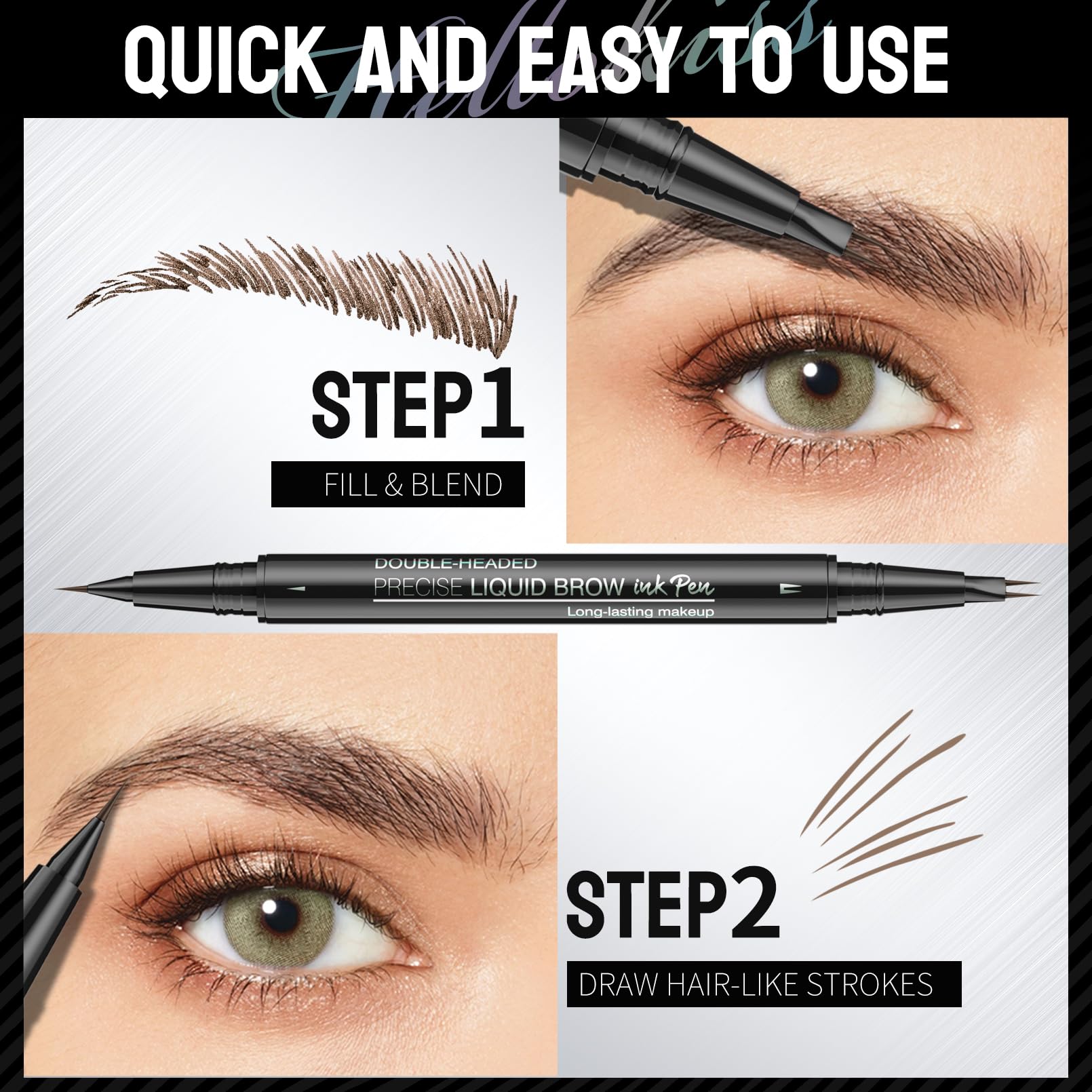 Microblading Eyebrow Pencil,2-In-1 Dual-Ended Eyebrow Pen With 2 Tip Brow Pen And Precise Brush-Tip,Brow Pen For Natural Women (