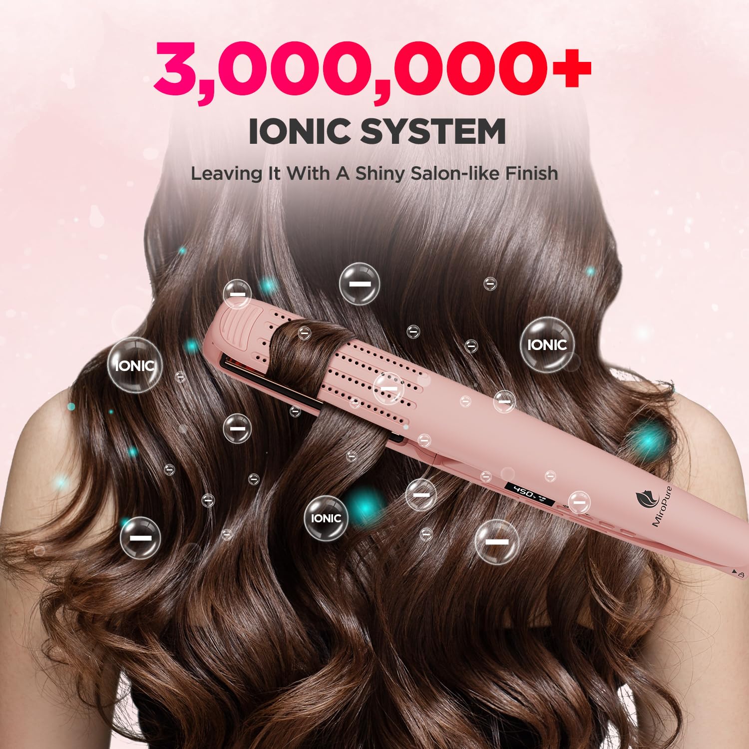 Miropure 360 Airflow Styler Curling Iron, Titanium Flat Iron Hair Straightener And Curler 2 In 1, Professional Curing Wand With