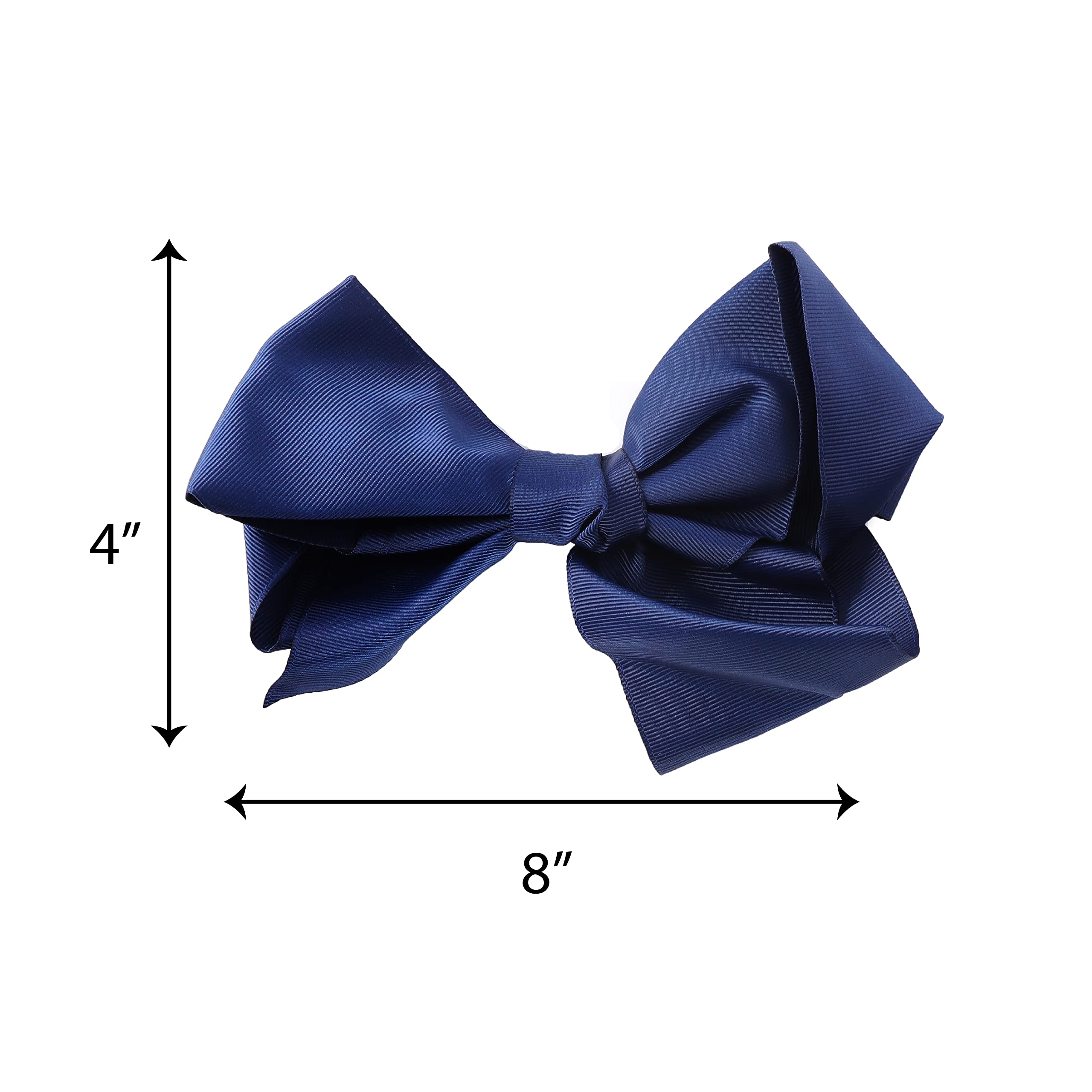 8 Inch Grosgrain Bow For Women And Girls (Navy)