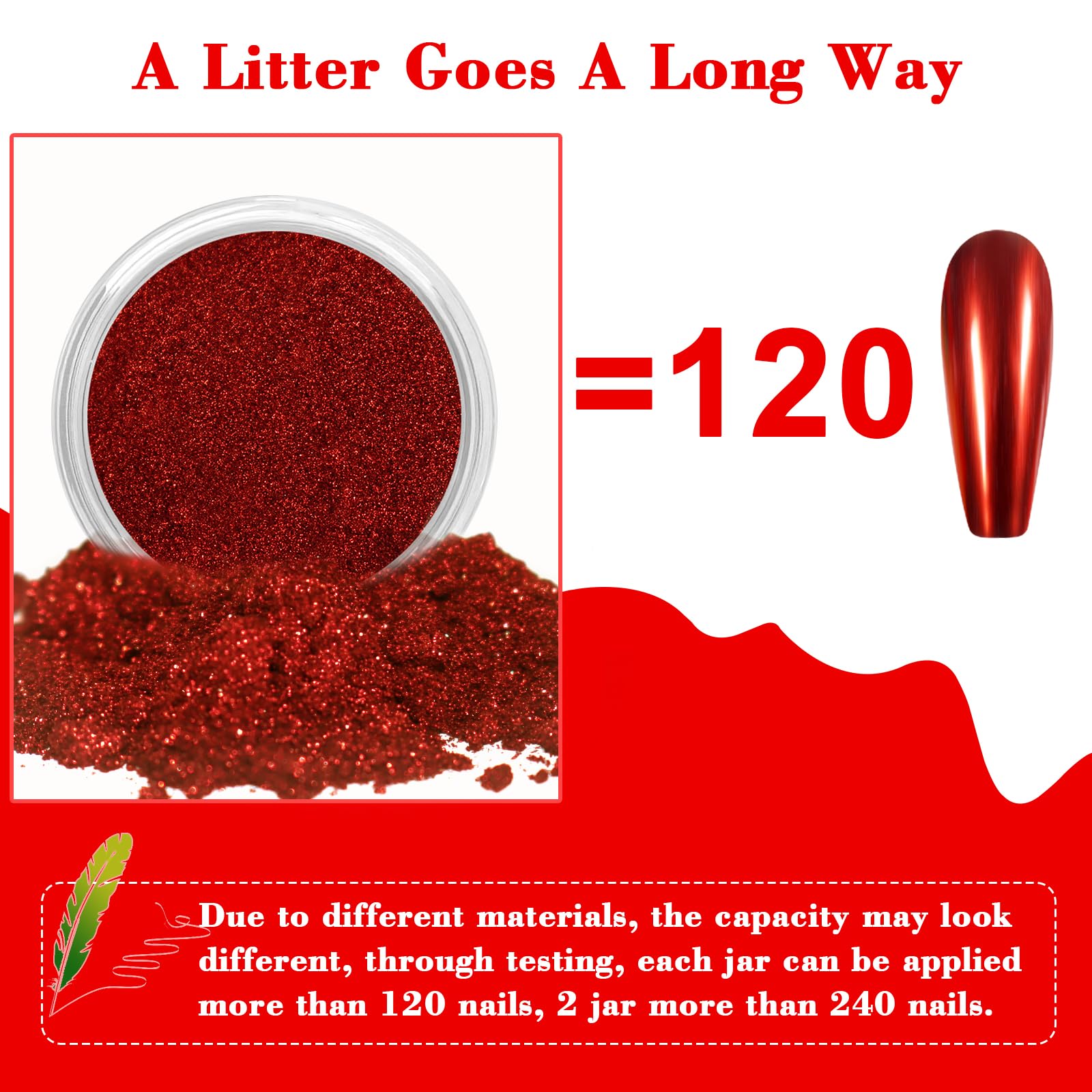 Allstarry Red Chrome Nail Powder Metallic Mirror Effect Dust Glitter Glazed Manicure Decoration Reflective Pigment For Gel Polis