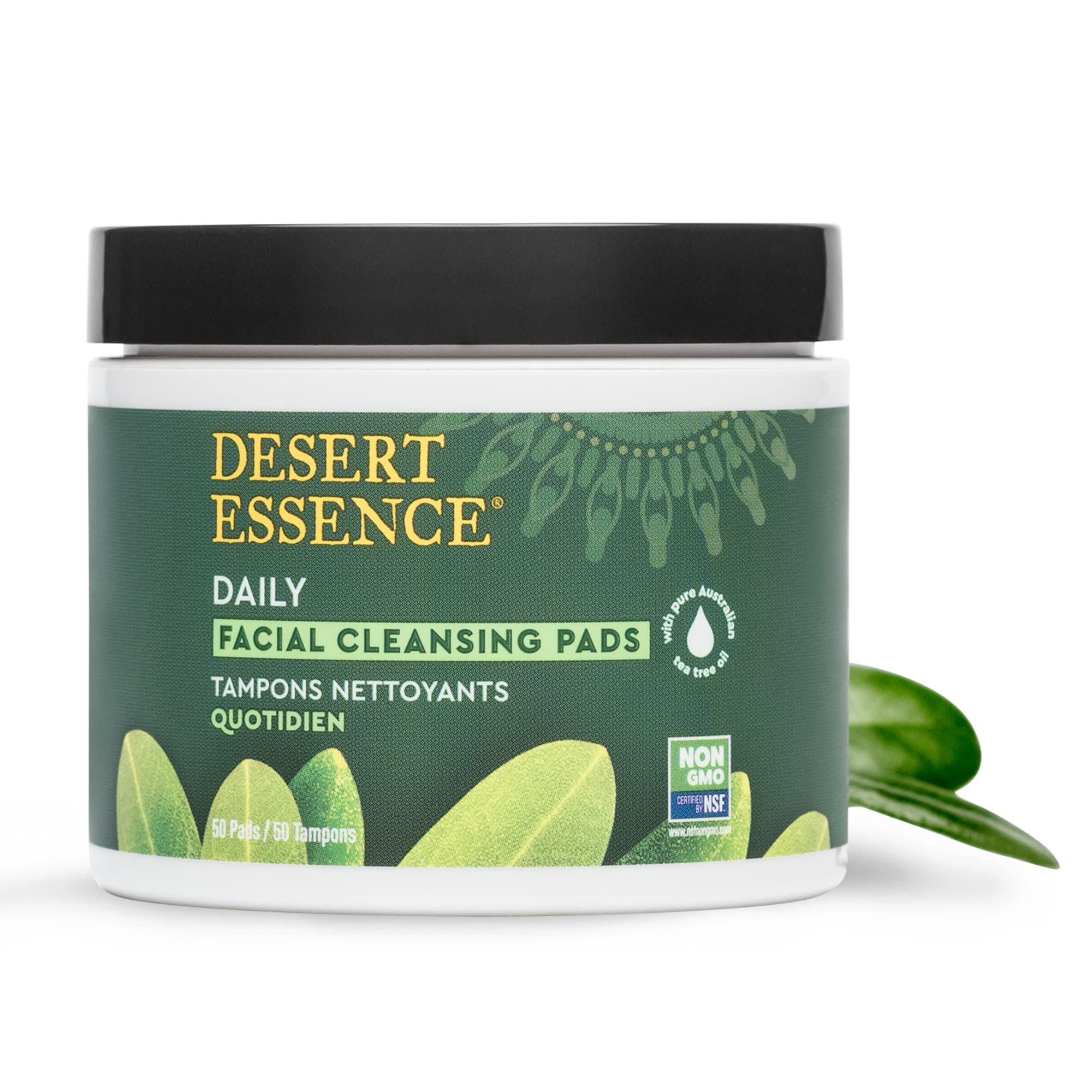 Desert Essene Daily Facial Cleansing Pads with Pure Australian Tea Tree, Witch Hazel, Calendula & Chamomile - Reduce Oil, Minimi