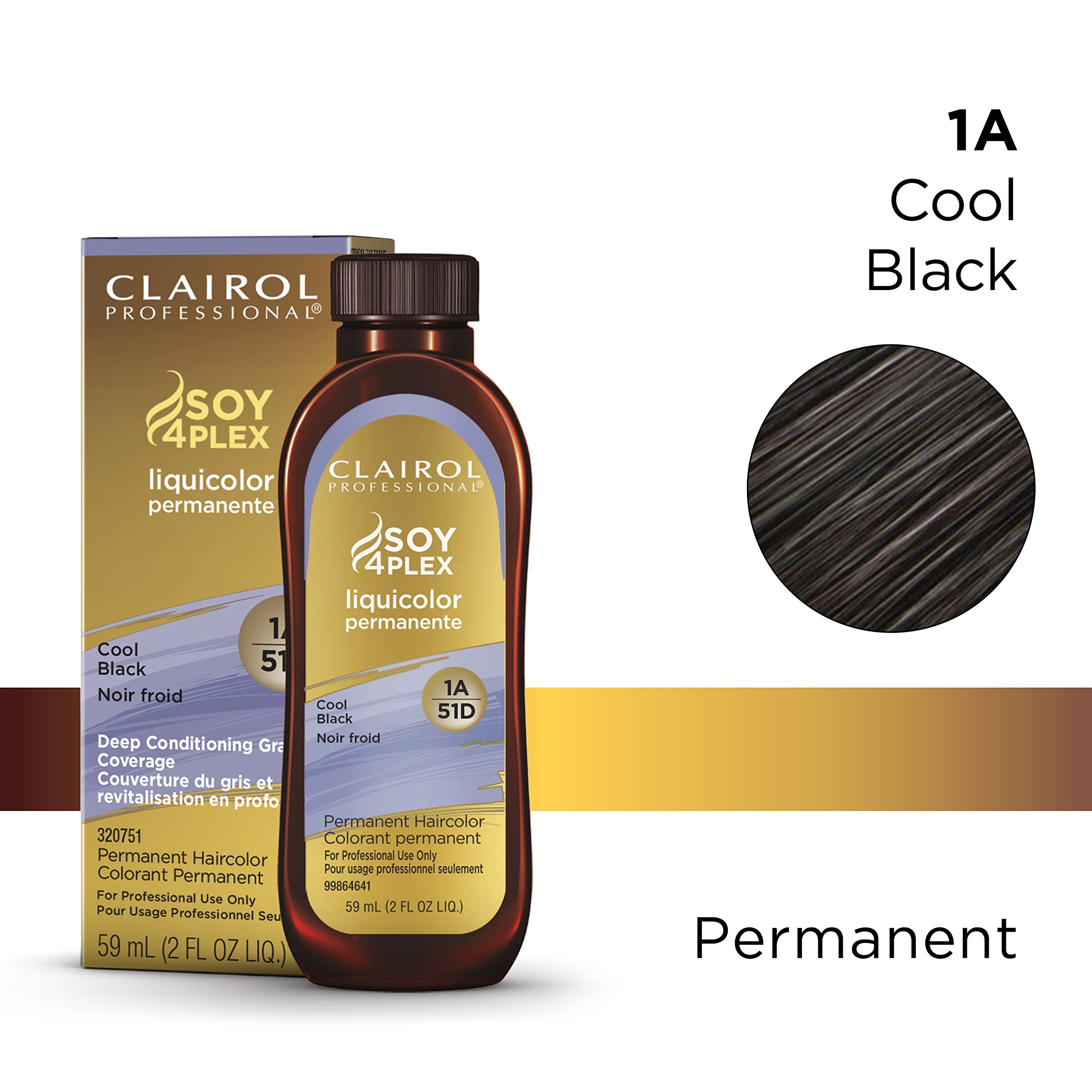 Clairol Professional Permanent Liquicolor For Dark Hair Color, 1A Cool Black, 2 Oz