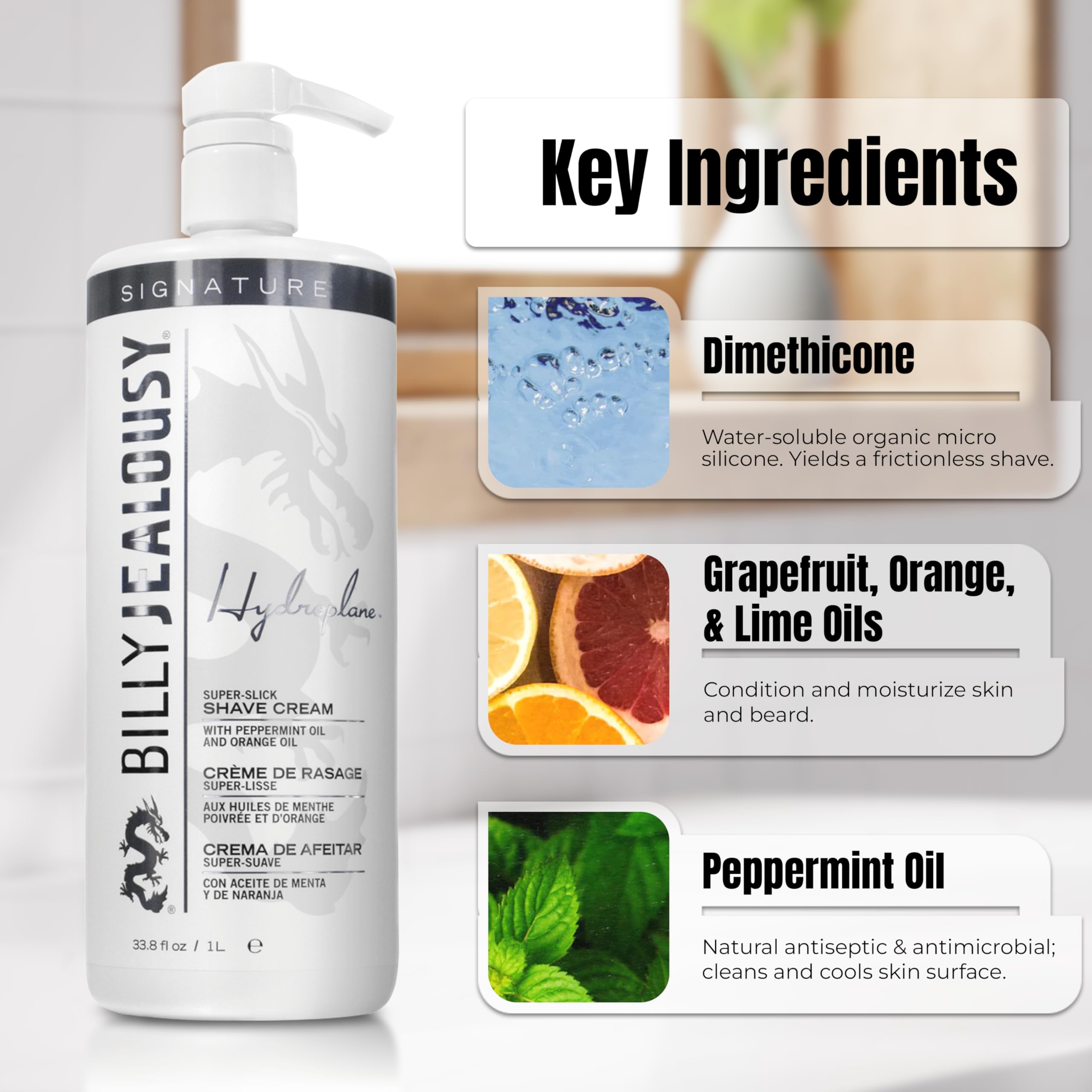 Billy Jealousy Hydroplane Super-Slick Shave Cream, 33.8 Fl. Oz.