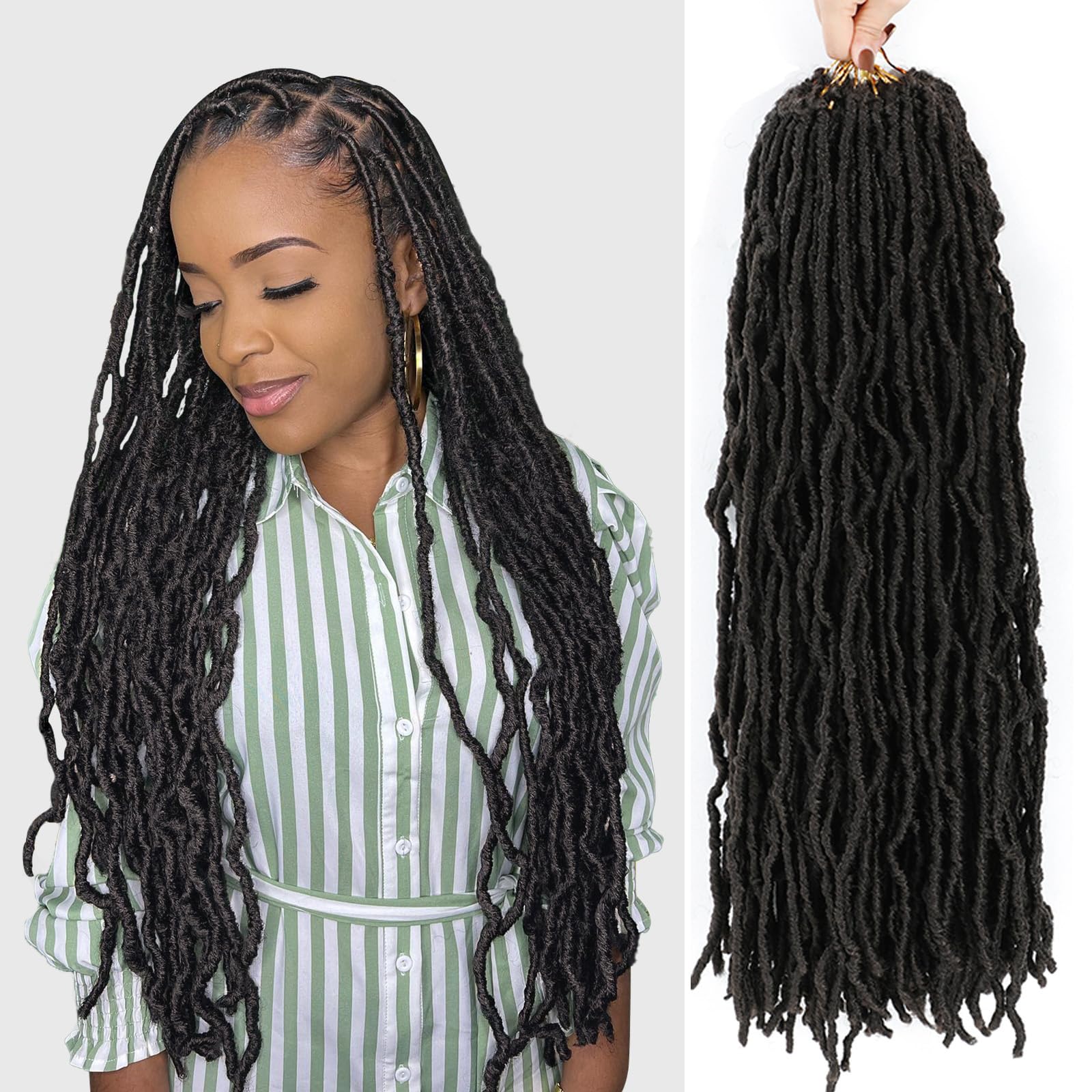 Soft Locs Crochet Hair 22 Inch 7 Packs Pre Looped Faux Locs Crochet Hair For Black Women Butterfly Faux Locs Hair Curly Crochet 