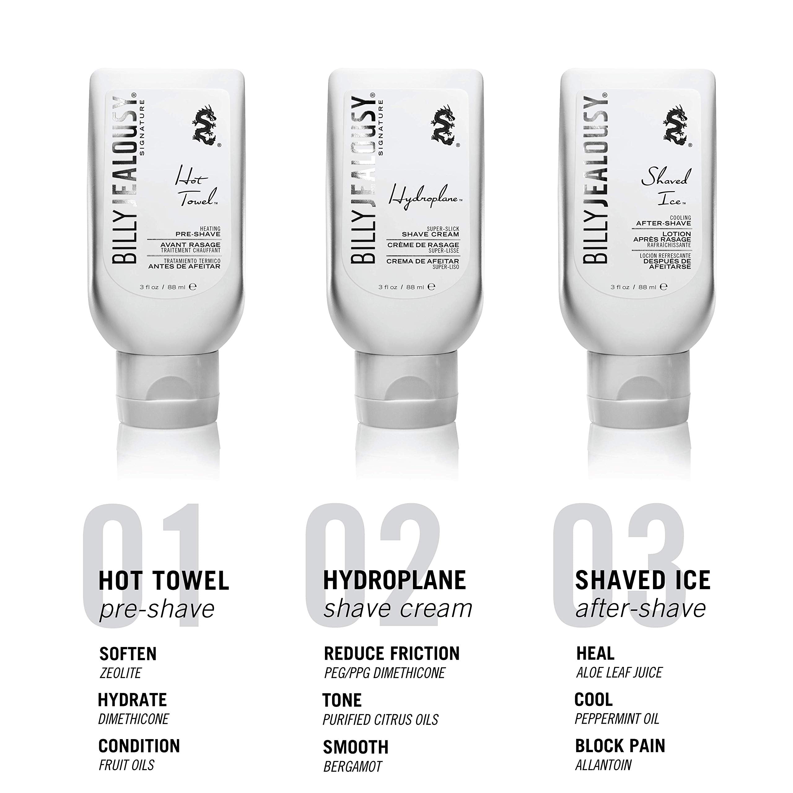 Billy Jealousy Shave3some Travel-Size Trio Shaving Kit for Men with Heating Pre-Shave, Super Slick Shave Cream and Cooling After