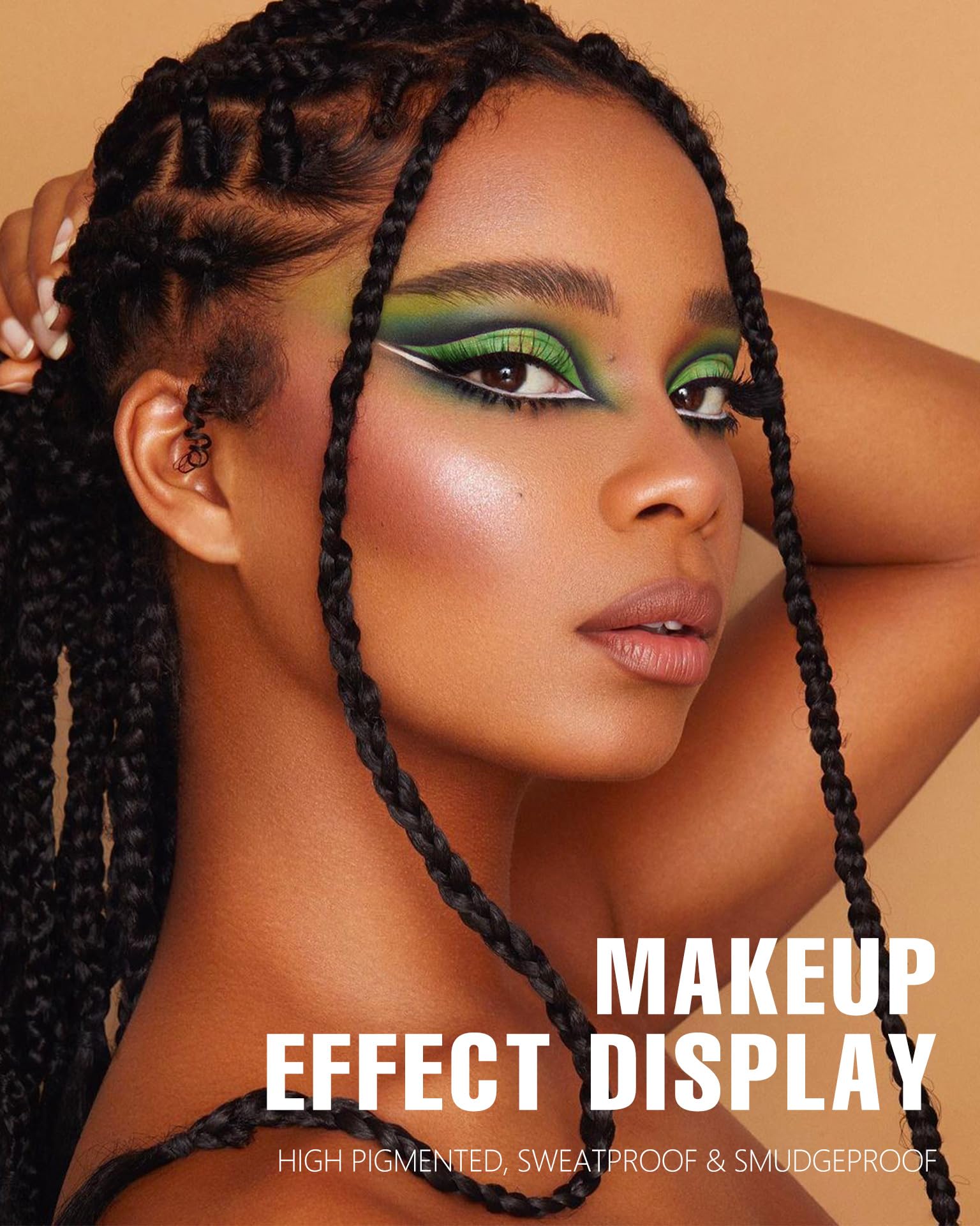 Maki Yika Green Eyeshadow Palette: Long Lasting, Rich Pigmented, Vegan Formula, 9 Shades