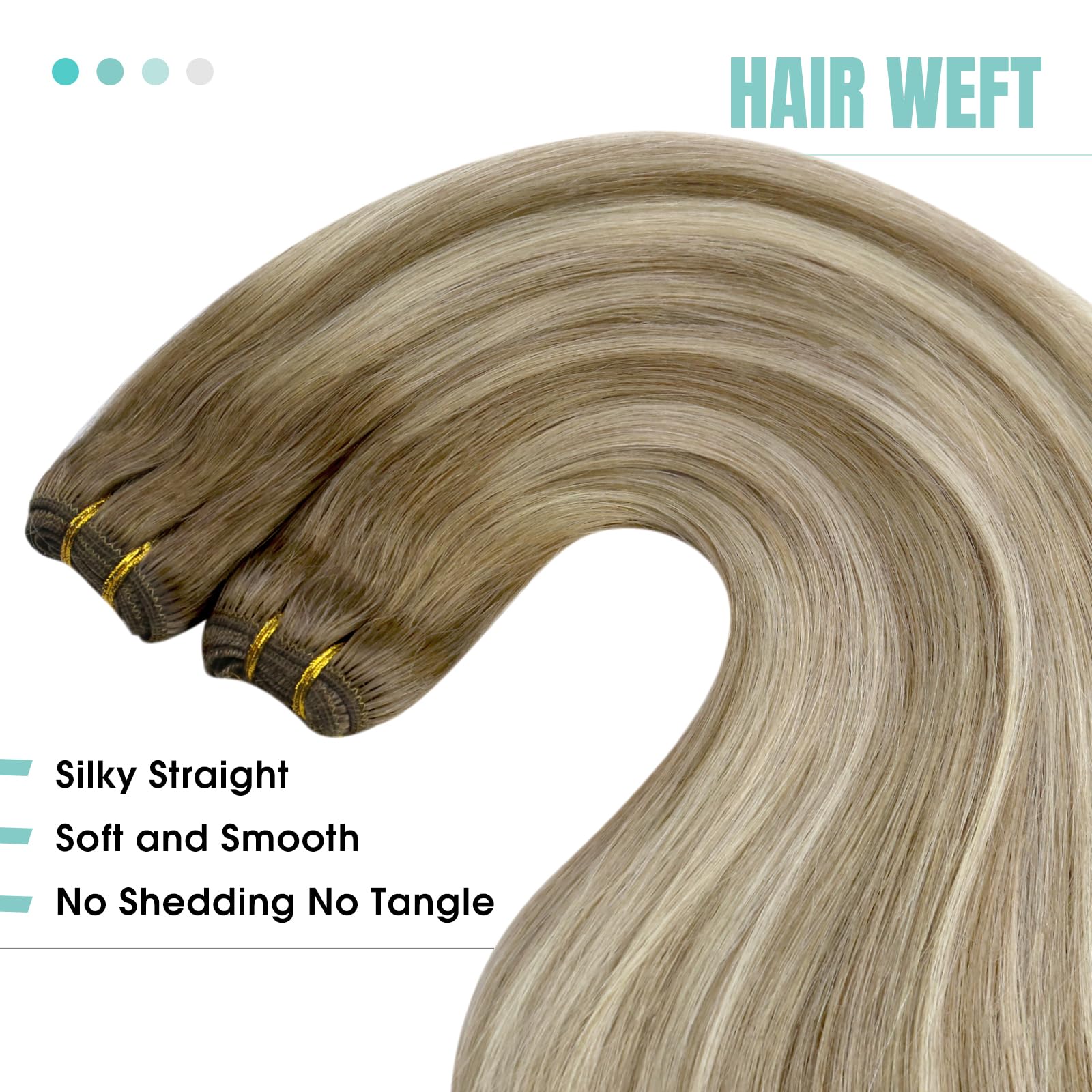 Youngsee 100G 14Inch Weft Hair Extensions Balayage Sew In Hair Extensions Medium Brown Fading To Brown Mix Platinum Straight Wef
