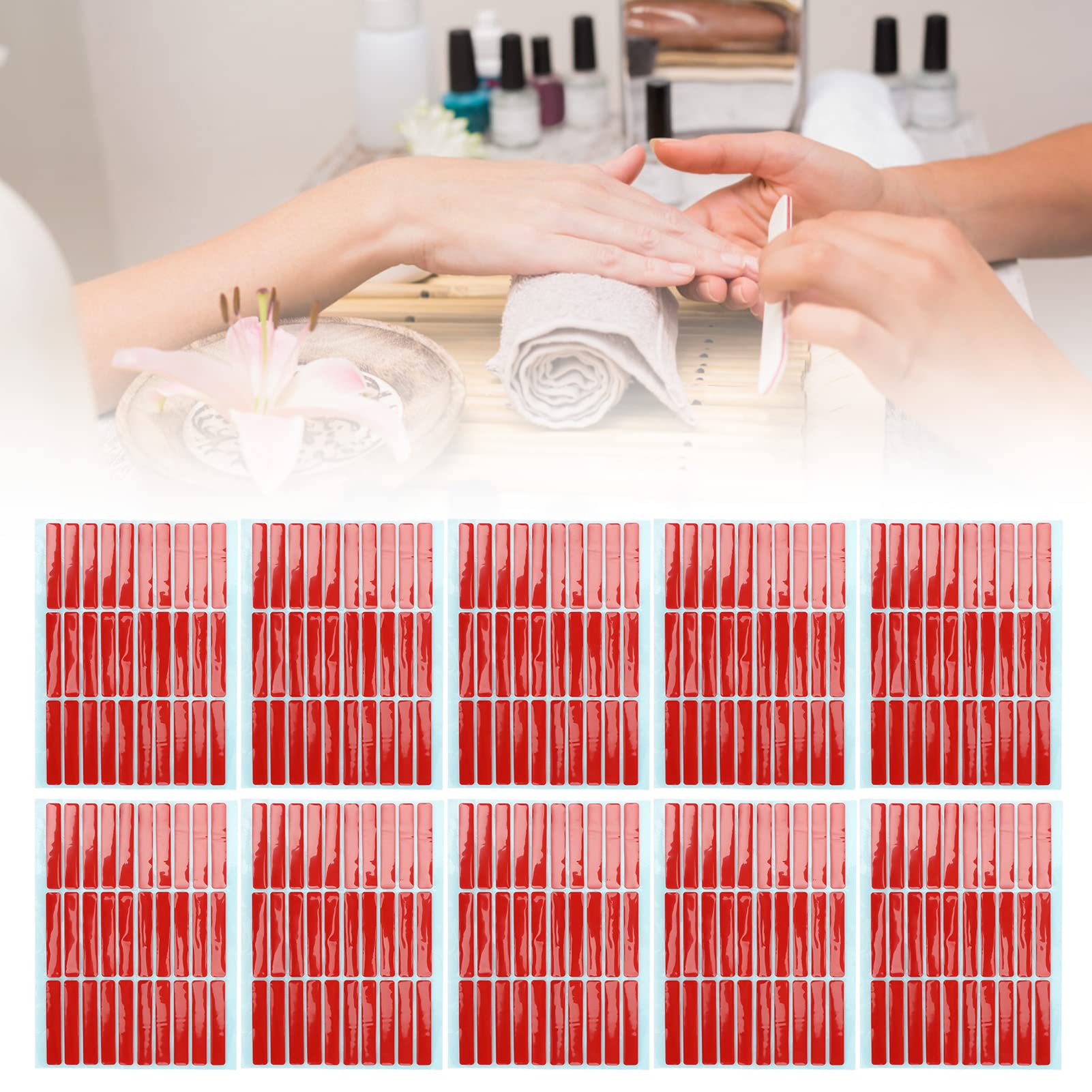 Yuyte Nail Art Mounting Tape, 10 Sheet Transparent Adhesive Tape For Nail Tip Display, Home And Salon Use