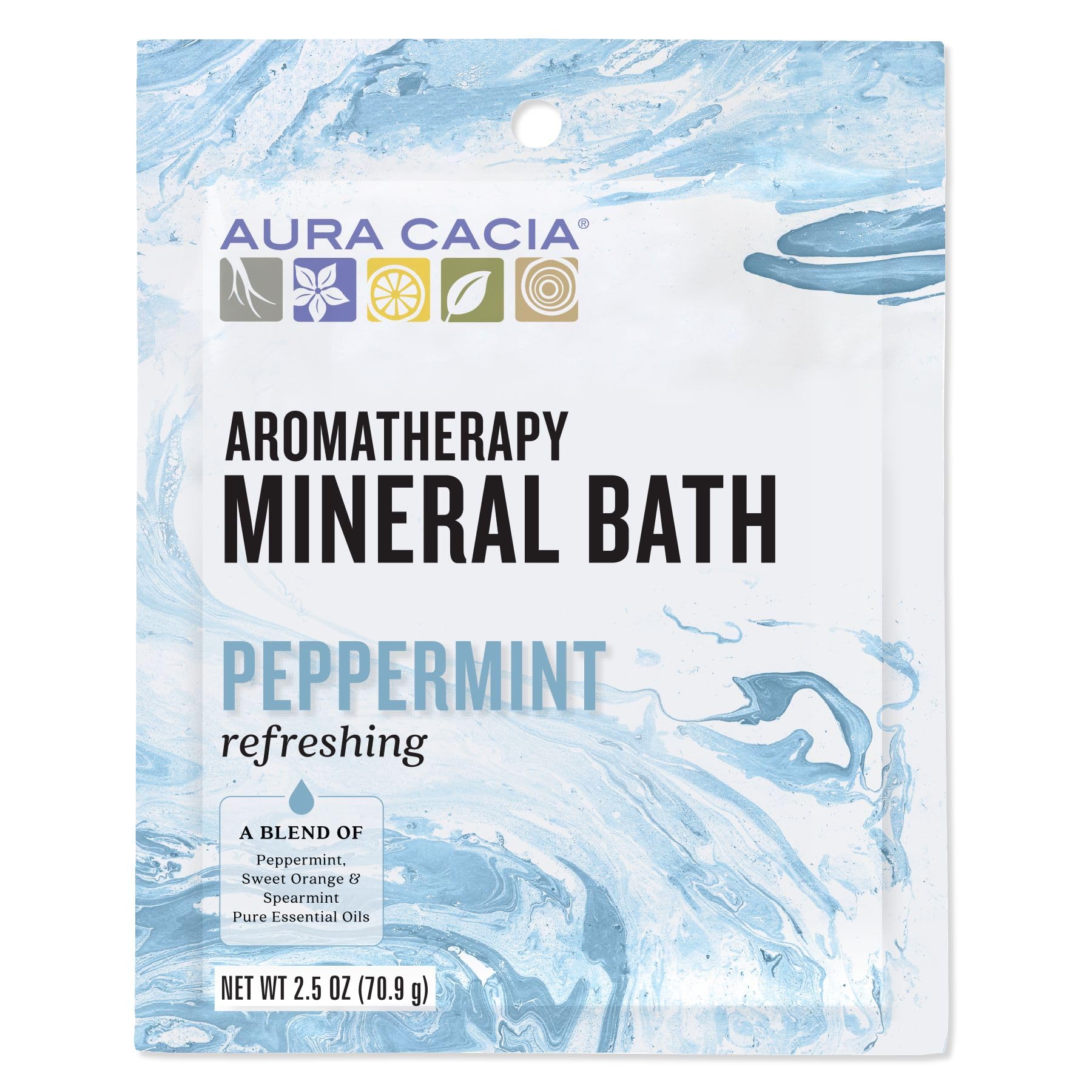 Aura Cacia Refreshing Peppermint Mineral Bath Packet, 2.5-Ounces Packet (Pack of 3)