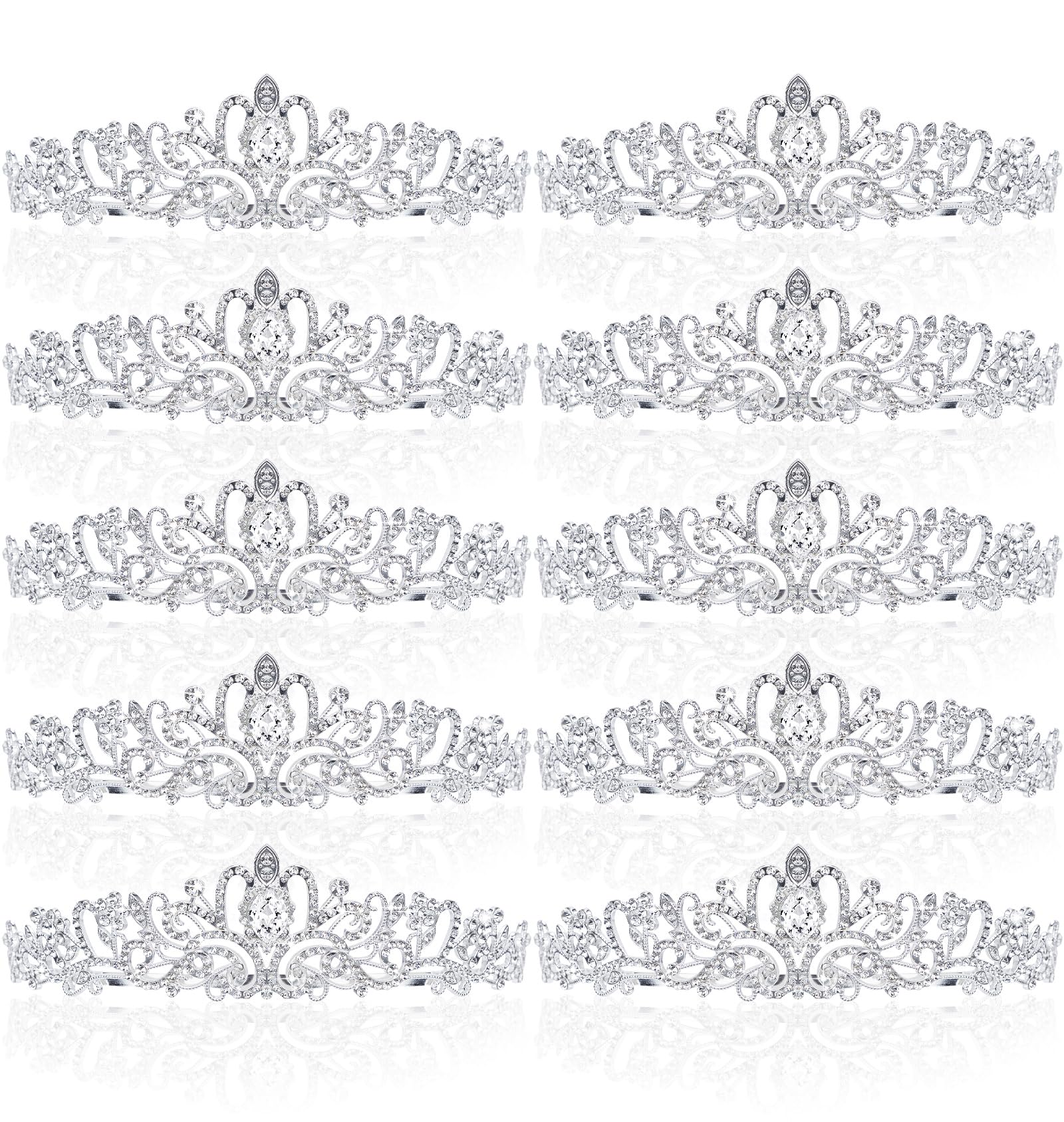 BBTO 10 Pcs Crystal Tiara and Crowns for Women Girls Princess Rhinestone Crown Queen Headband with Combs Bride Crown Tiara for B