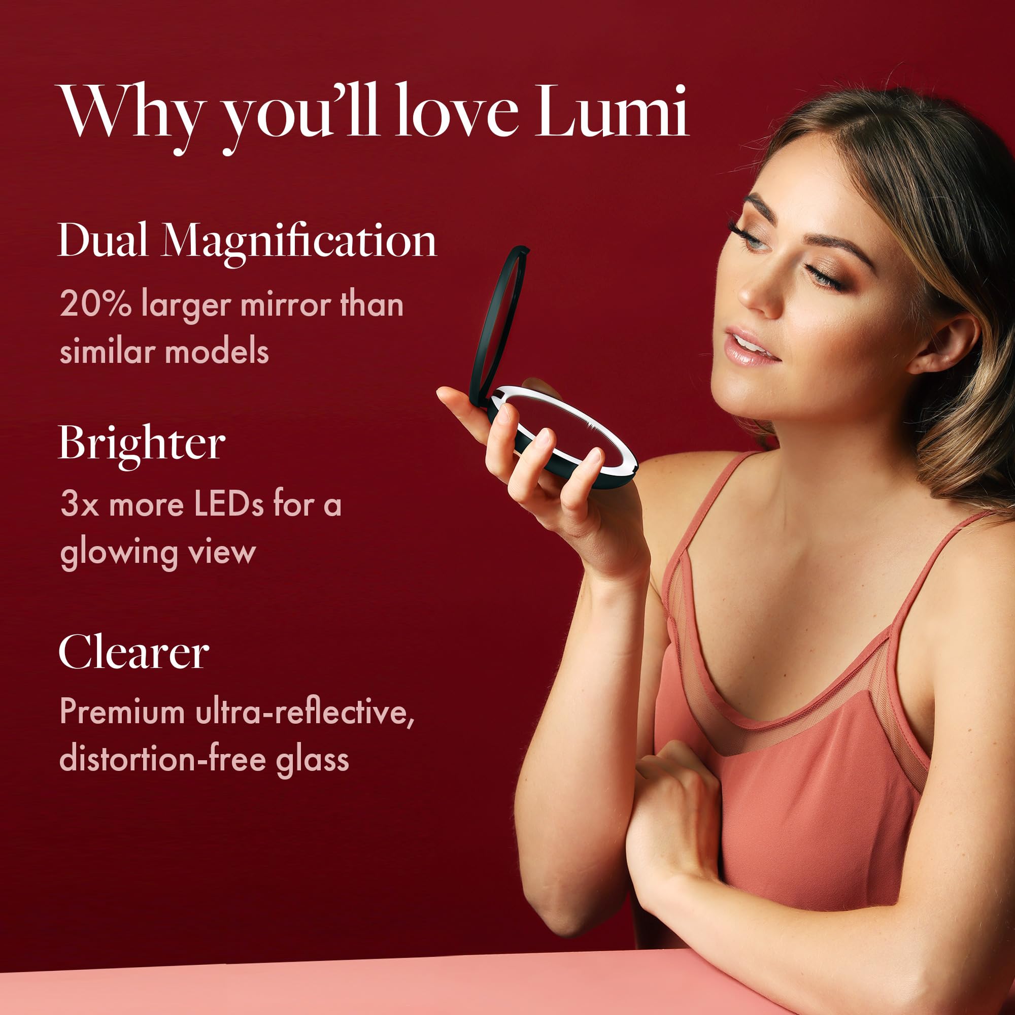 Fancii LED Lighted Travel Makeup Mirror, 1x/10x Magnification - Daylight LED, Compact, Portable, Large 5 Wide Illuminated Foldin