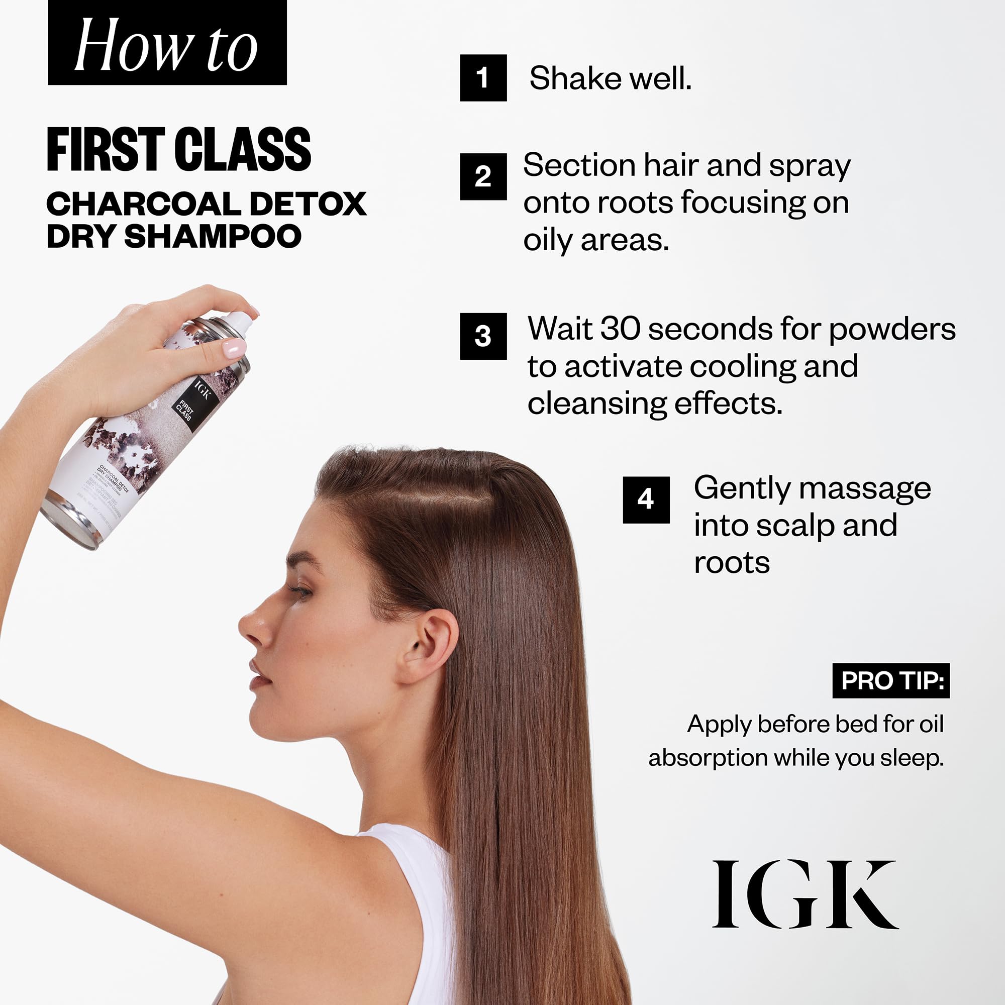 IGK Charcoal Detox Dry Shampoo for Oily Hair | 6.31 oz | Vegan, Cruelty-Free, Balances Oil, Soothes Scalp, Volumizes, White