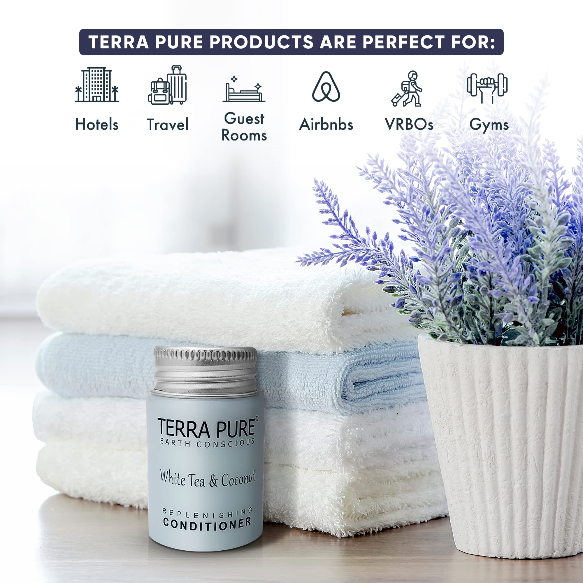 Terra Pure White Tea & Coconut Conditioner, Travel Size Hotel Amenities, 1 oz. (Case of 100)