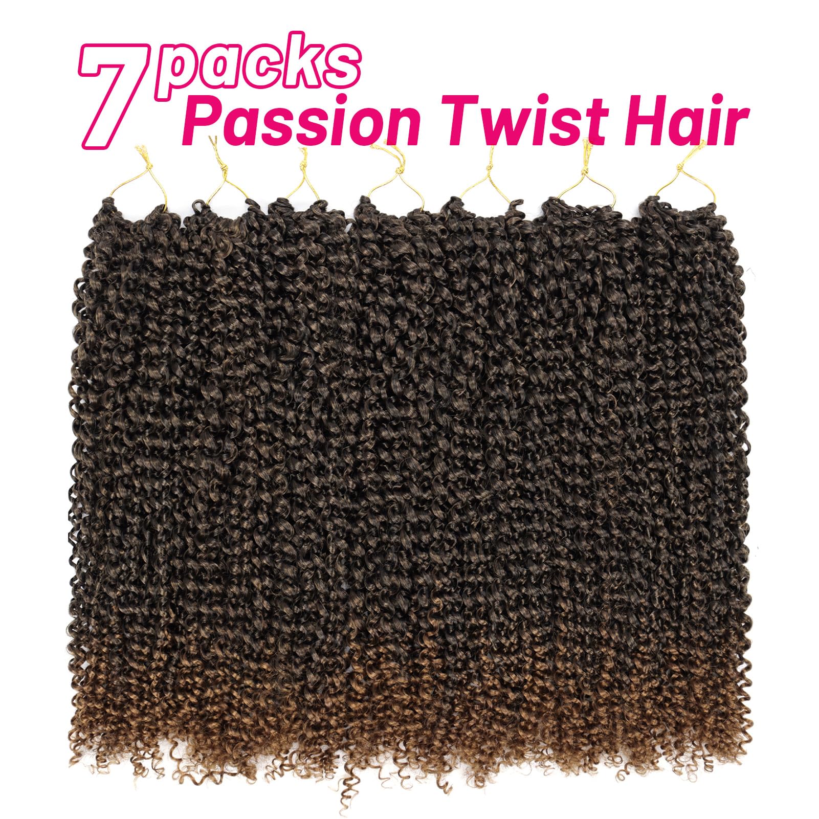 Dorsanee Passion Twist Hair 18 Inch 7 Pakcs Ombre Brown Water Wave Crochet Hair Bohemian Curly Braiding Hair For Boho Braids, Cr