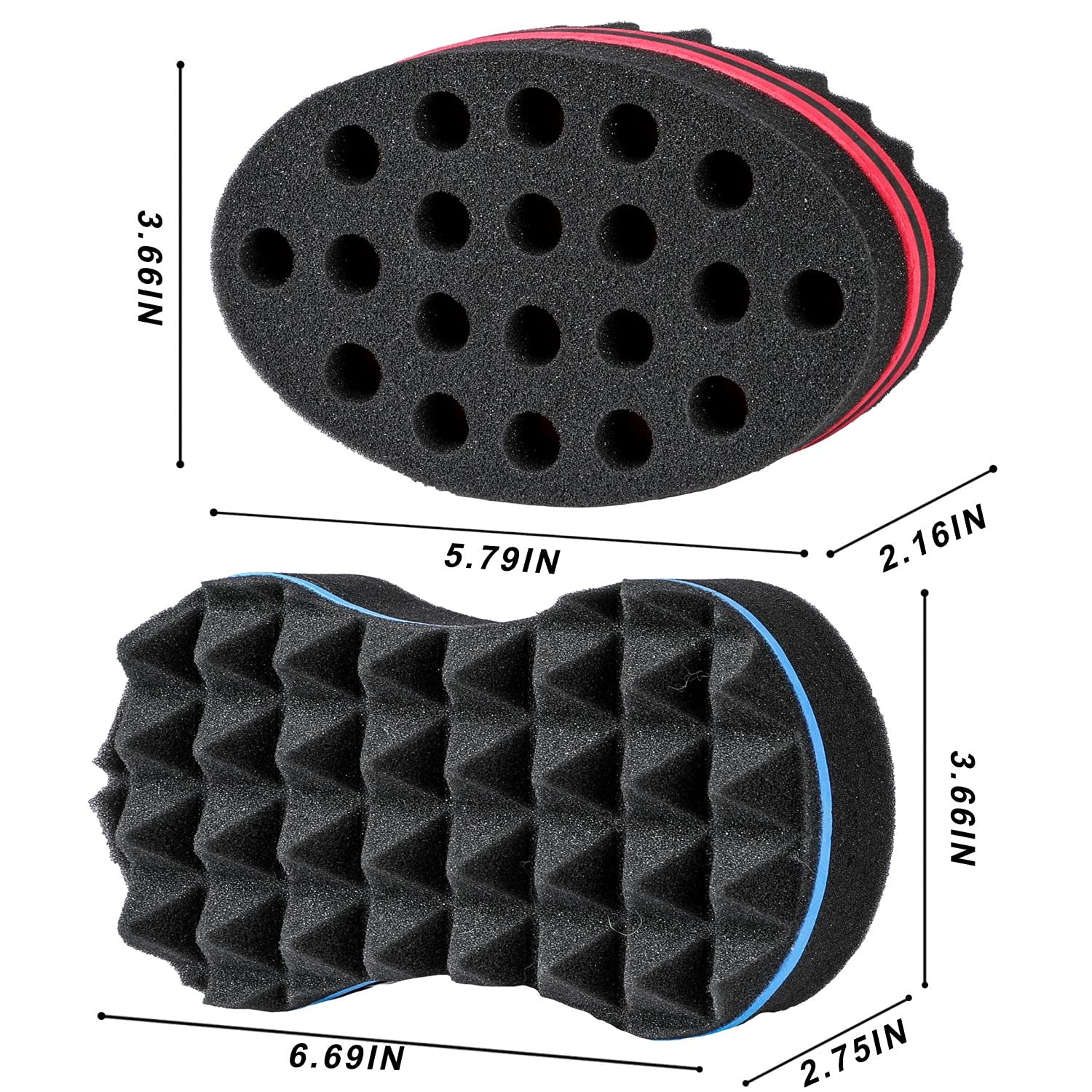 Supaze 3Pcs Hair Sponge Set for Afro Curls, Black, One Size, Includes Metal Afro Pick