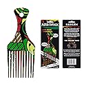 Afropick Anti-Static Plastic Black Hair Pick For Natural Curly Long Thick Hair- Afro Pick Comb For Men, Women- African Artist De