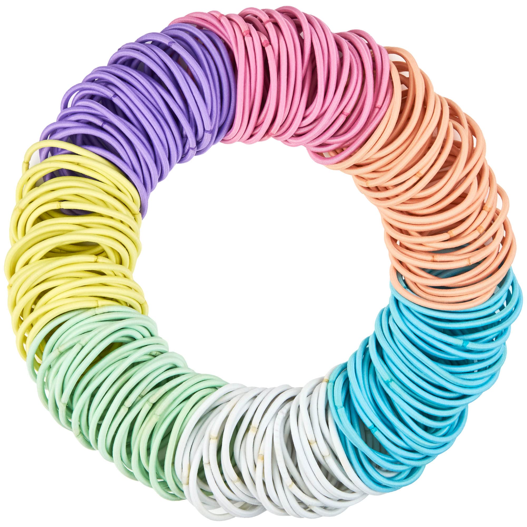 Expressions 216-Piece Hair Ties, 4mm Hair Elastics Pastel Colors Value Pack, No Metal Hair Bands for Women, Durable Ponytail Hol