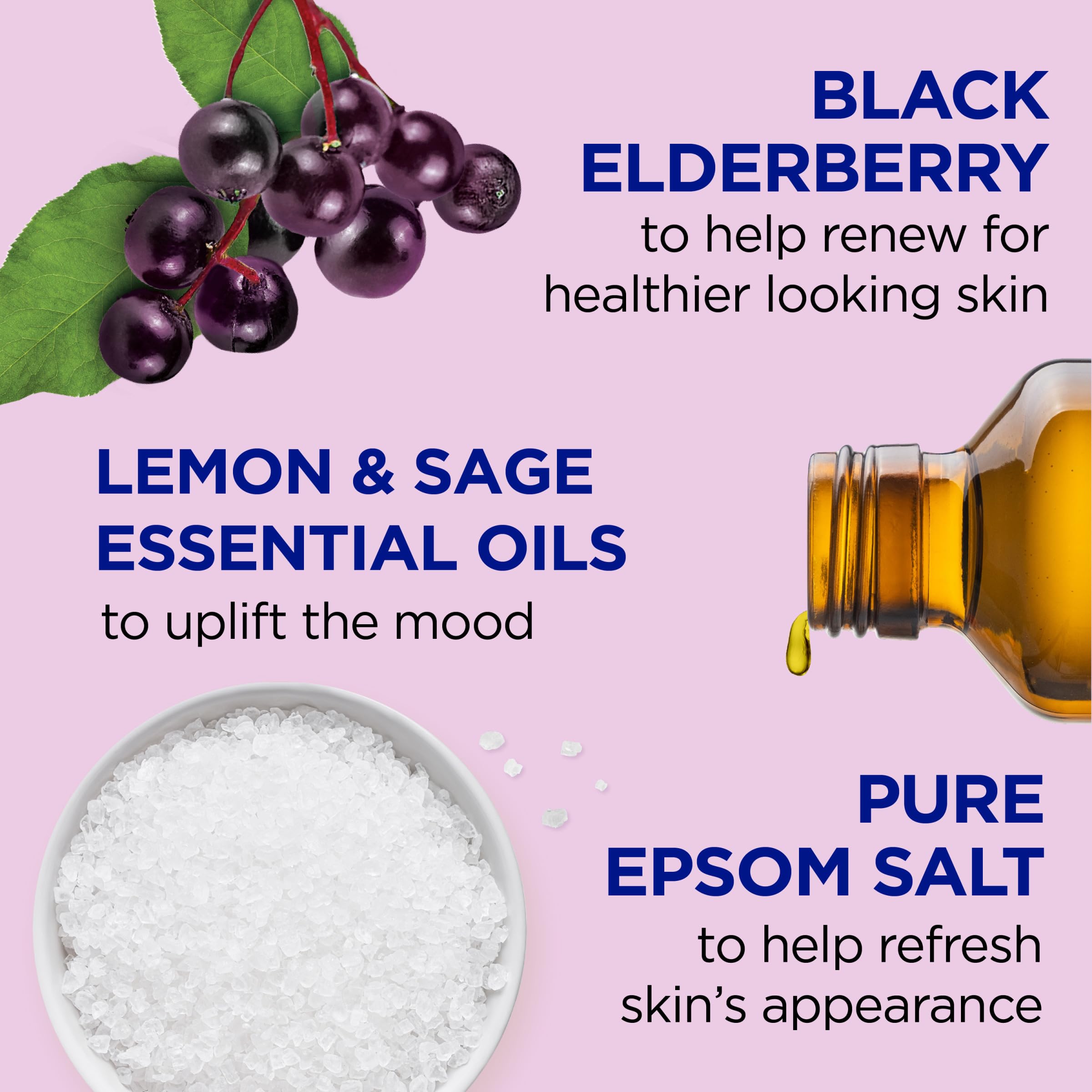 Dr Teal's Foaming Bath with Pure Epsom Salt, Black Elderberry, 34 fl oz (Pack of 2), Clear