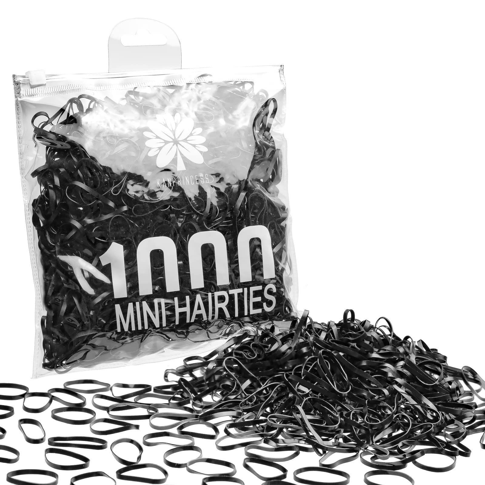KANPRINCESS 1000PCS Hair Rubber Bands(black)
