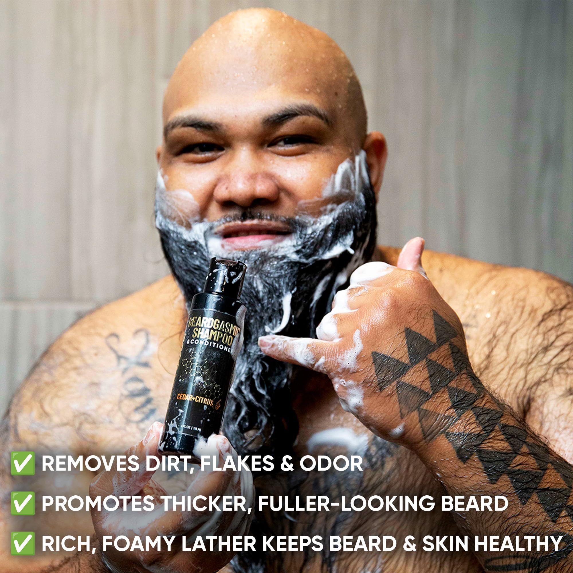 Beardgasmic 2-In-1 Beard Shampoo And Conditioner, With Sunflower Oil & Sweet Orange For Beard Growth, Cleanliness & Hydration, S