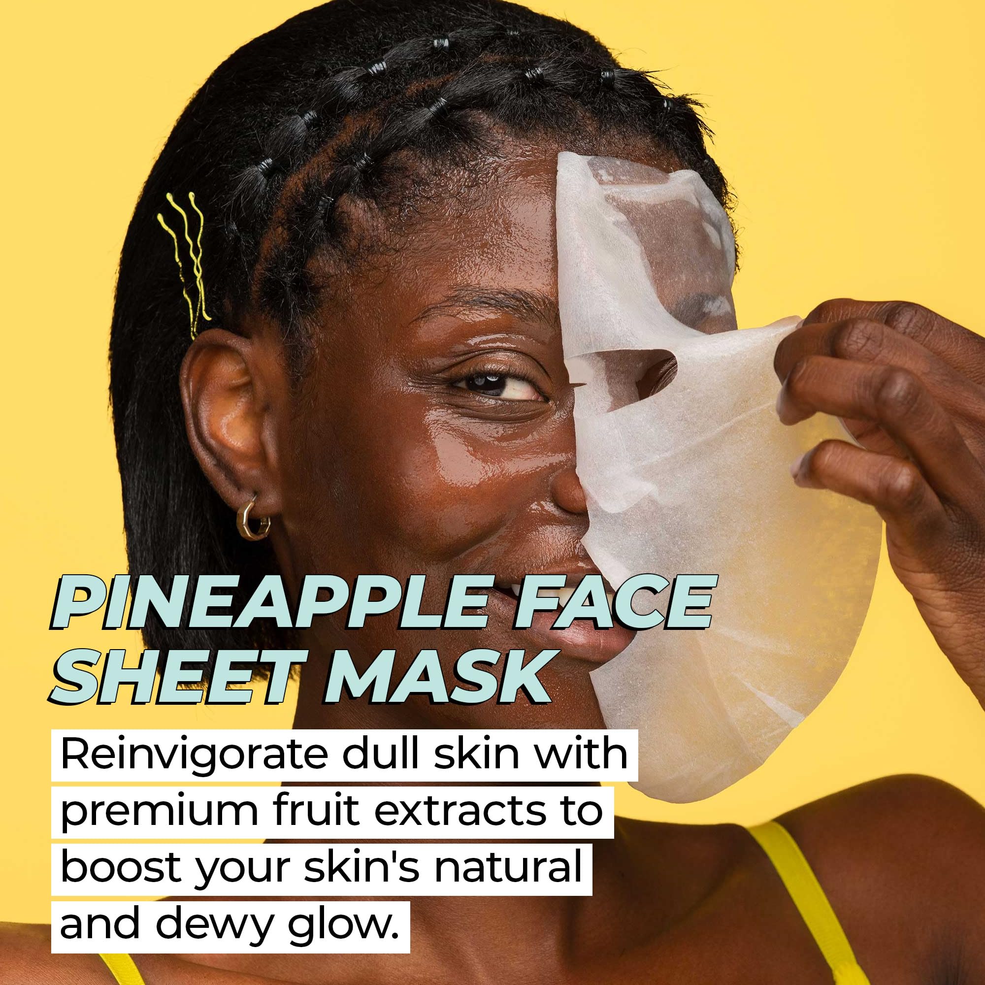 Vitamasques Pineapple Face Sheet Mask 7 Pack - Boost Skins Natural & Dewy Glow With Vitamin C, Hyaluronic Acid, And Pineapple Ex