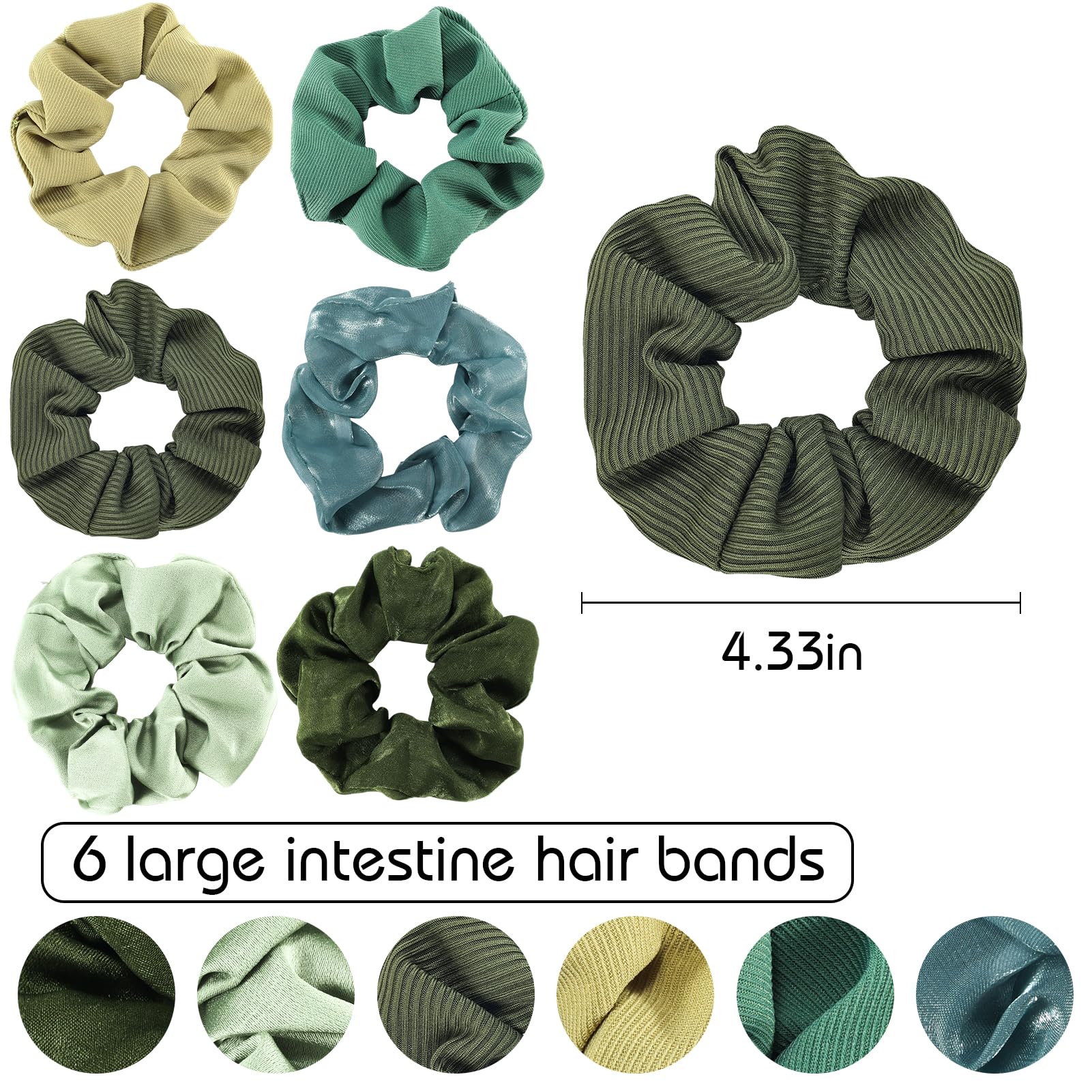 Scrunchies for Women 6PCS Satin Scrunchies for Thick Hair Ultra Textured Soft Silk Scrunchy Hair Ties for Girls Neutral Scrunchi