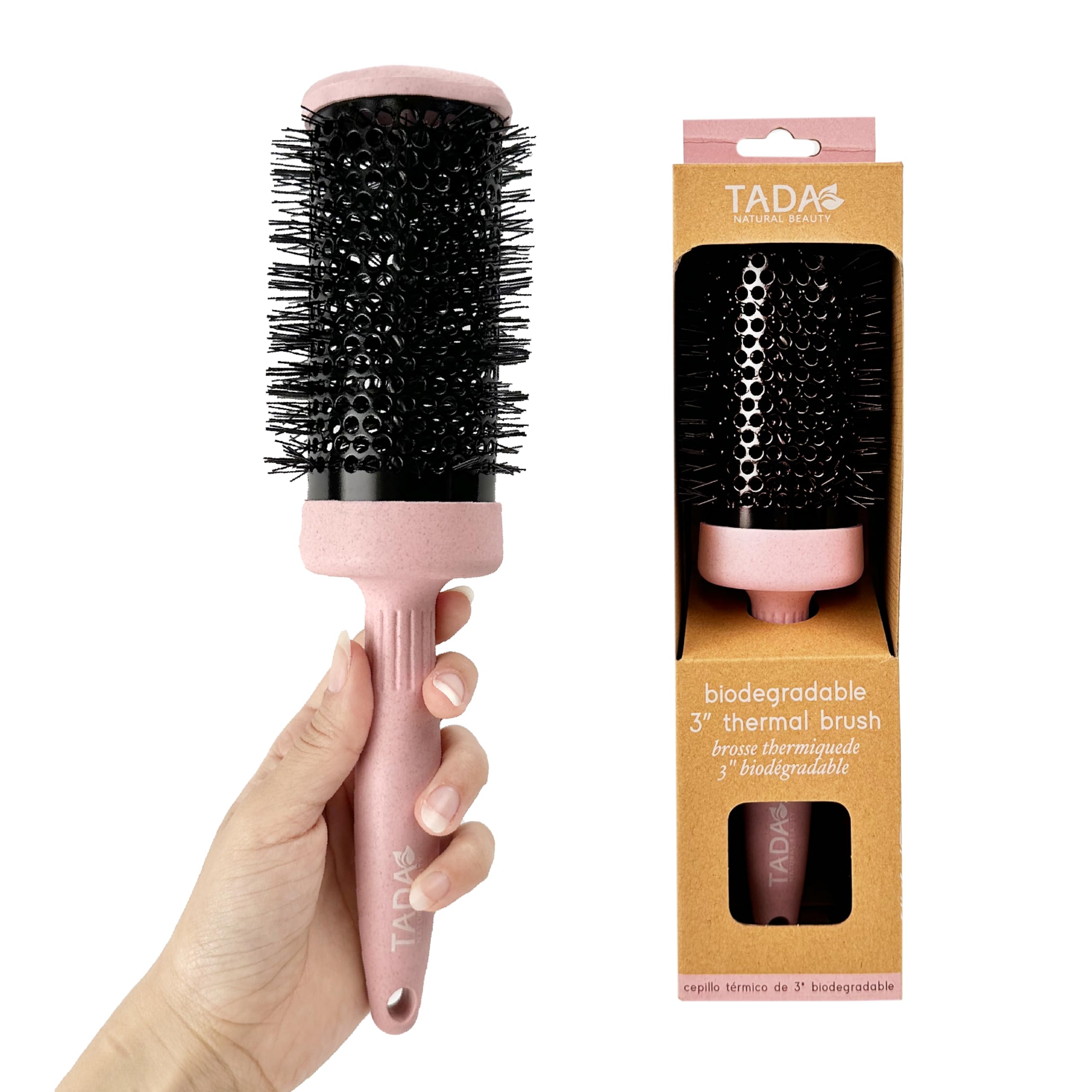 TADA Natural Beauty 3 Round Hair Brush for Blow Out, Medium Barrel Styling Brush